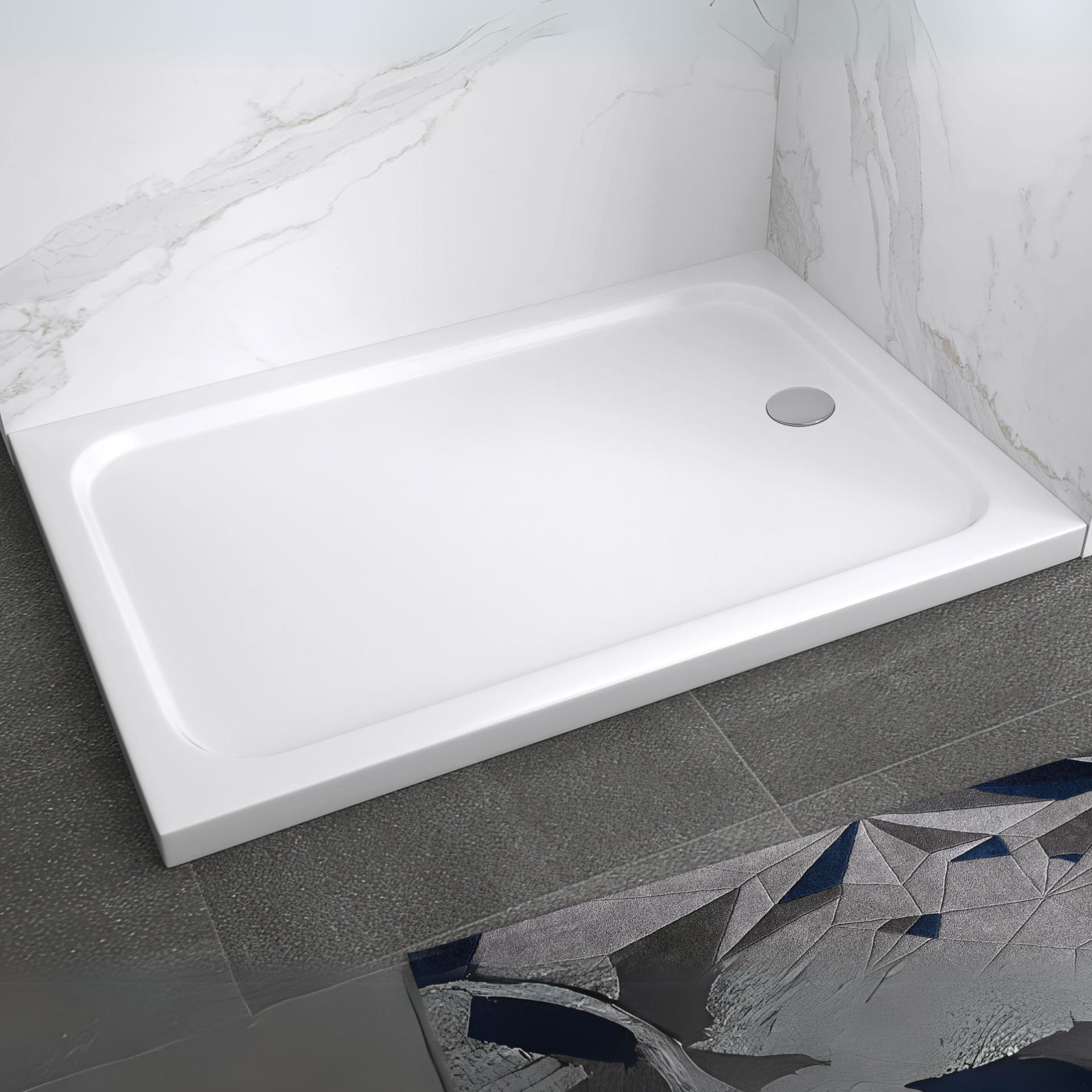 Duschwanne Shimmer in Weiß aus Sanitäracryl inkl. Ablaufgarnitur - 80x180 cm