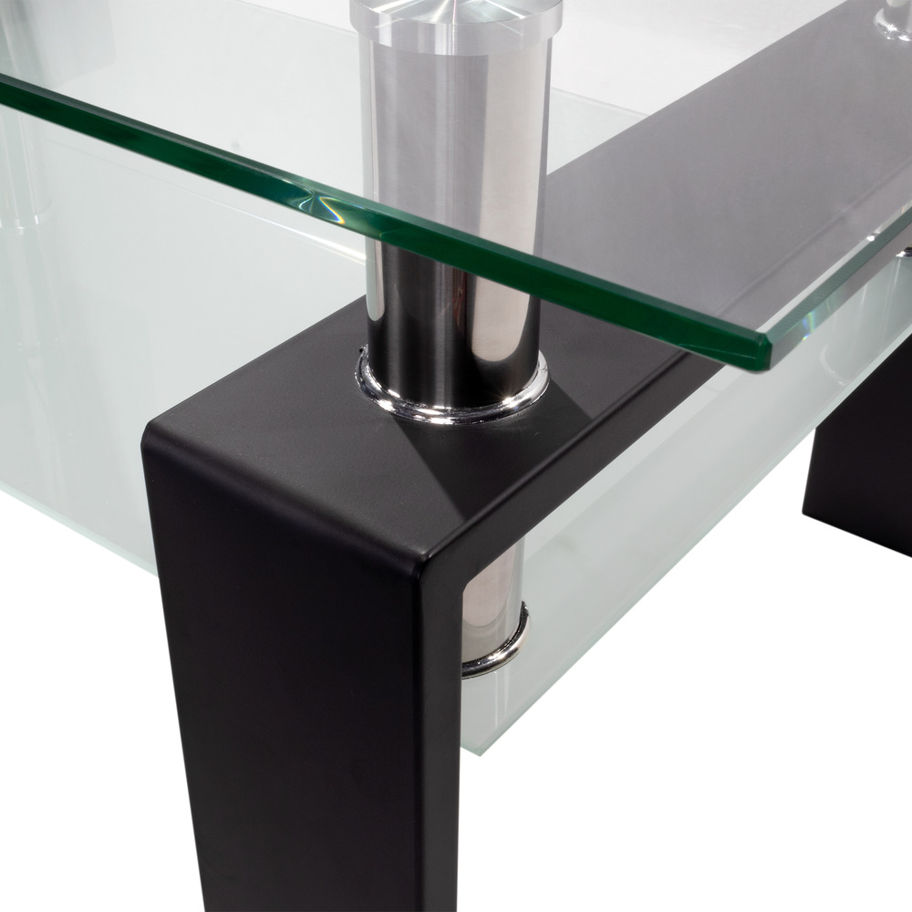 Couchtisch PORTER aus Glas/Metall mit schwarzem Holz