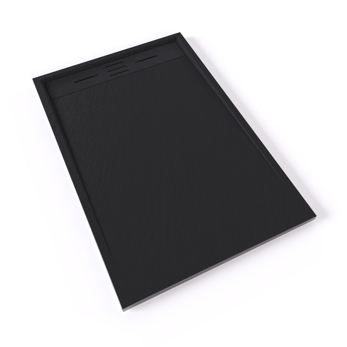 SMC Duschwanne Hiemal in Schieferoptik inkl. Ablaufgarnitur Schwarz 90x100 cm