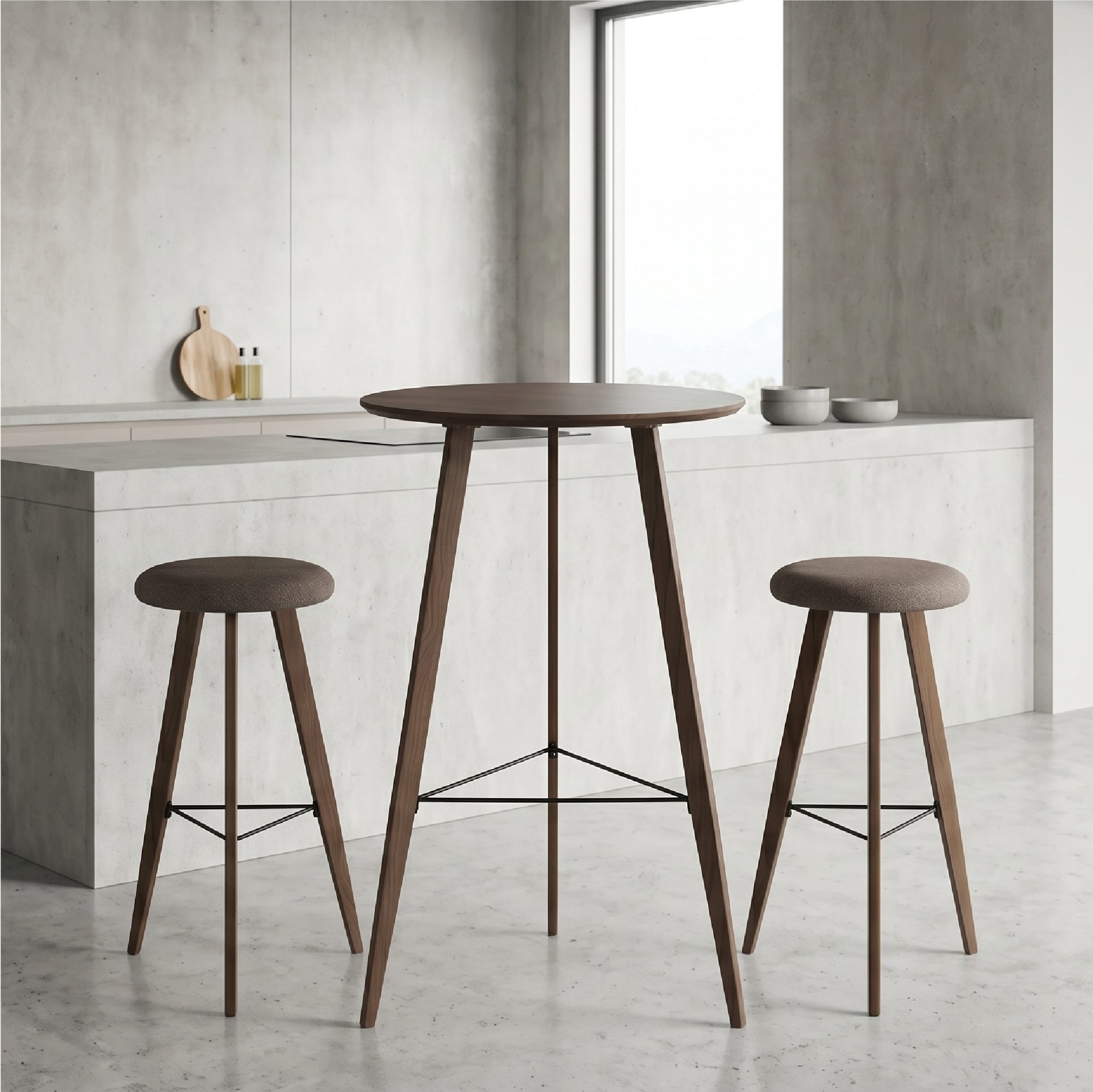 _PT01.jpg Bartisch-Set mit 2 Barhockern im warmen Holzdesign Ovid