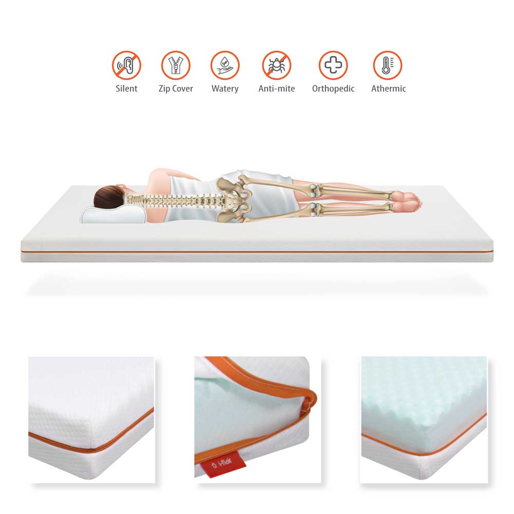 Mattress Slick made of 12cm PUR foam with removable cover.