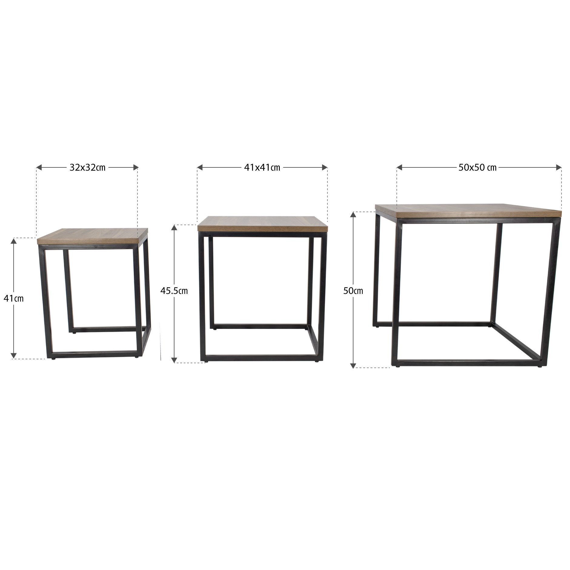 Couchtisch MINGUS Beistelltisch aus Melamin/Metall 3er Set Couchtisch MINGUS Beistelltisch aus Melamin/Metall 3er Set