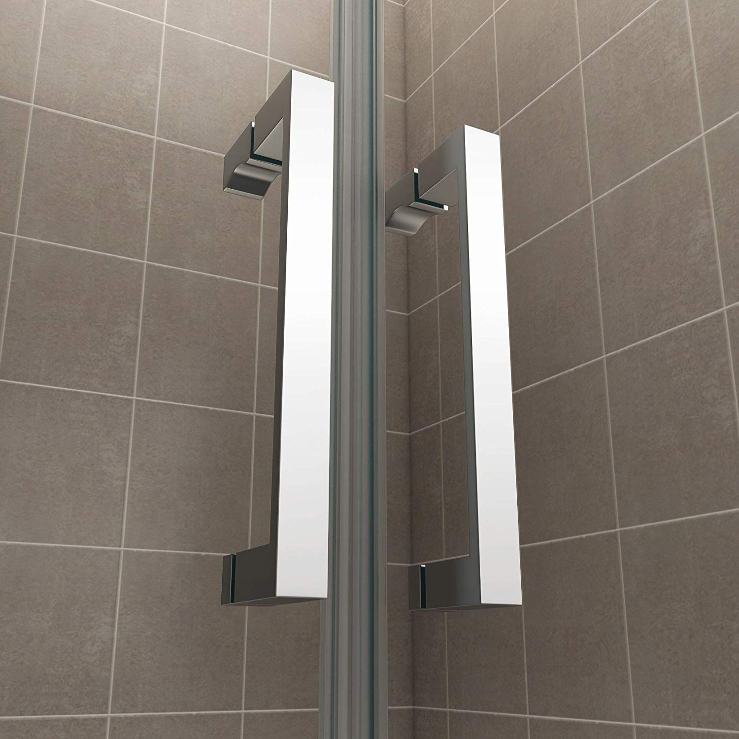 Duschtür Lara mit Pendeltüren und Edelstahlgriffe 68-140 cm aus ESG Sicherheitsglas