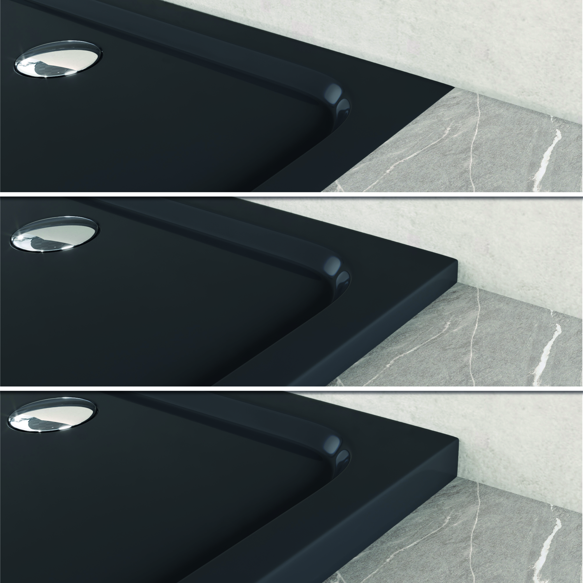 Duschwanne Shimmer aus Sanitäracryl inkl. Ablaufgarnitur - Schwarz