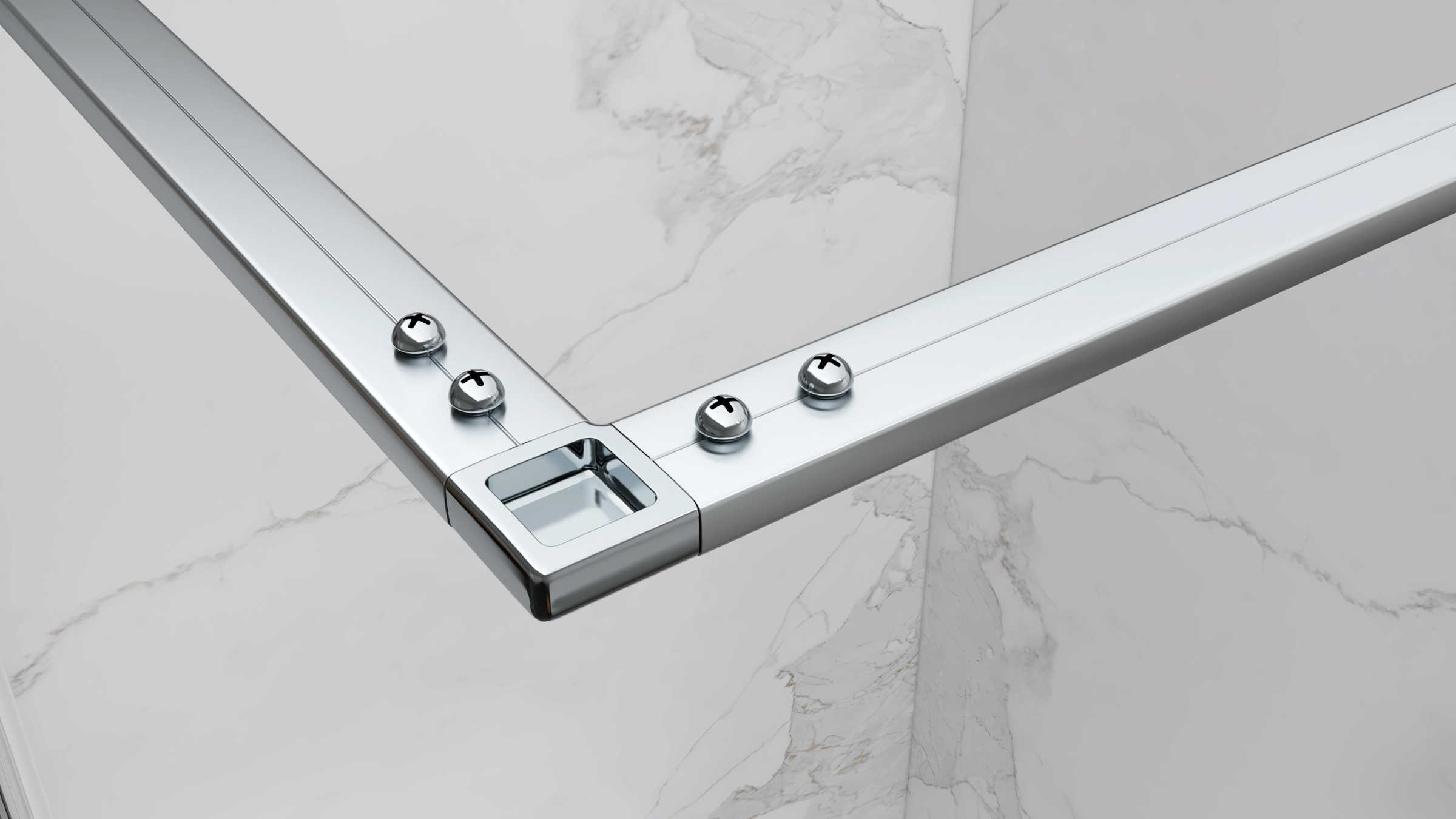 Eckeinstieg Jayla mit Drehtüren und verchromten Profilen aus ESG Sicherheitsglas Eckeinstieg Jayla mit Drehtüren und verchromten Profilen aus ESG Sicherheitsglas 190 cm-90x90 cm