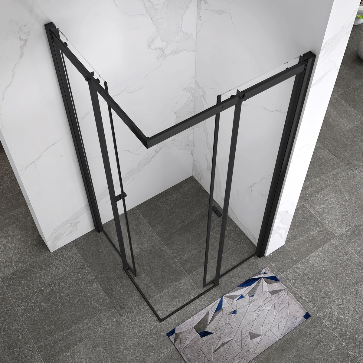 Eckeinstieg Kaylee BLACK mit Schiebetüren aus ESG Sicherheitsglas 195cm-100x100 cm Eckeinstieg Kaylee BLACK mit Schiebetüren aus ESG Sicherheitsglas 195cm-90x90 cm