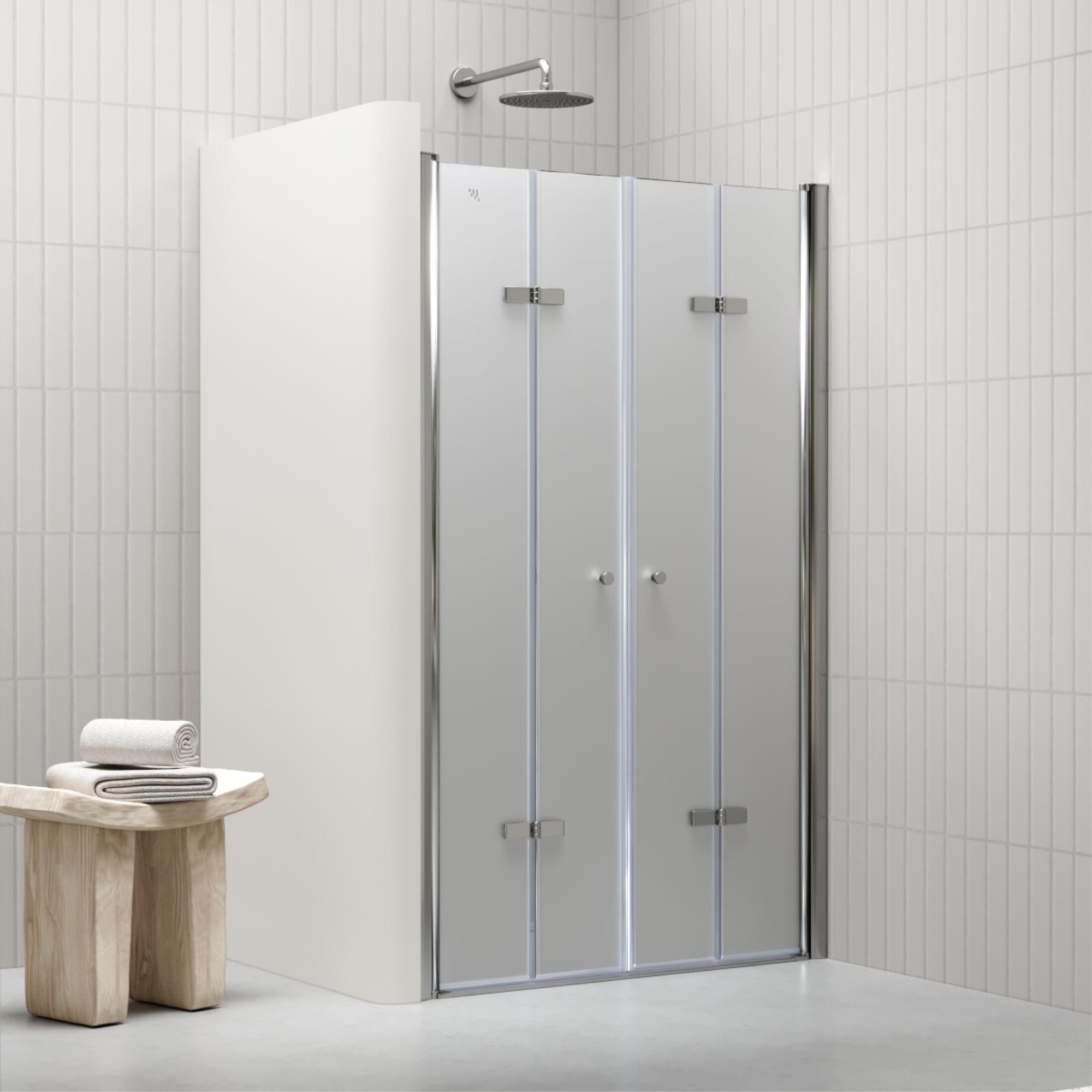 Duschtür Lena mit Falttüren aus satiniertem ESG Sicherheitsglas