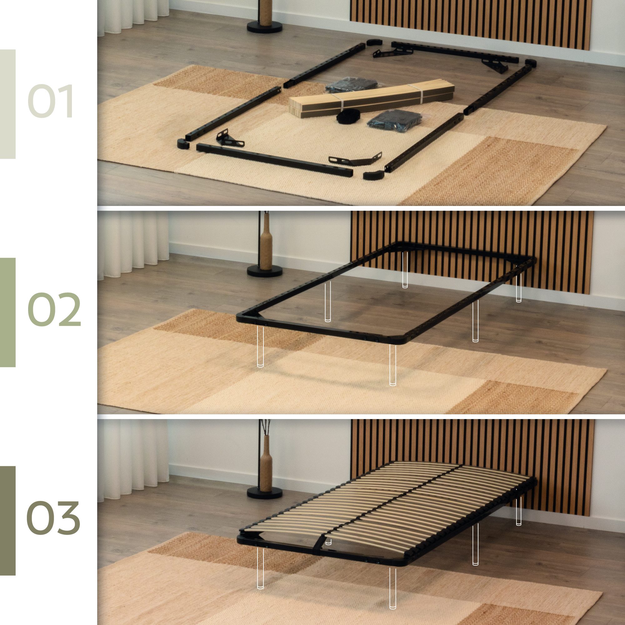Slatted Frame ORTHO with Sturdy Metal Frame - Suitable for All Mattresses