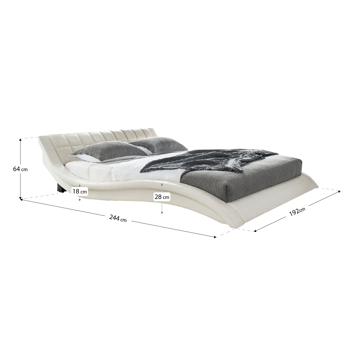 Design Polsterbett Raul in Weiss 160x200 cm Design Polsterbett Raul in Weiss 160x200 cm