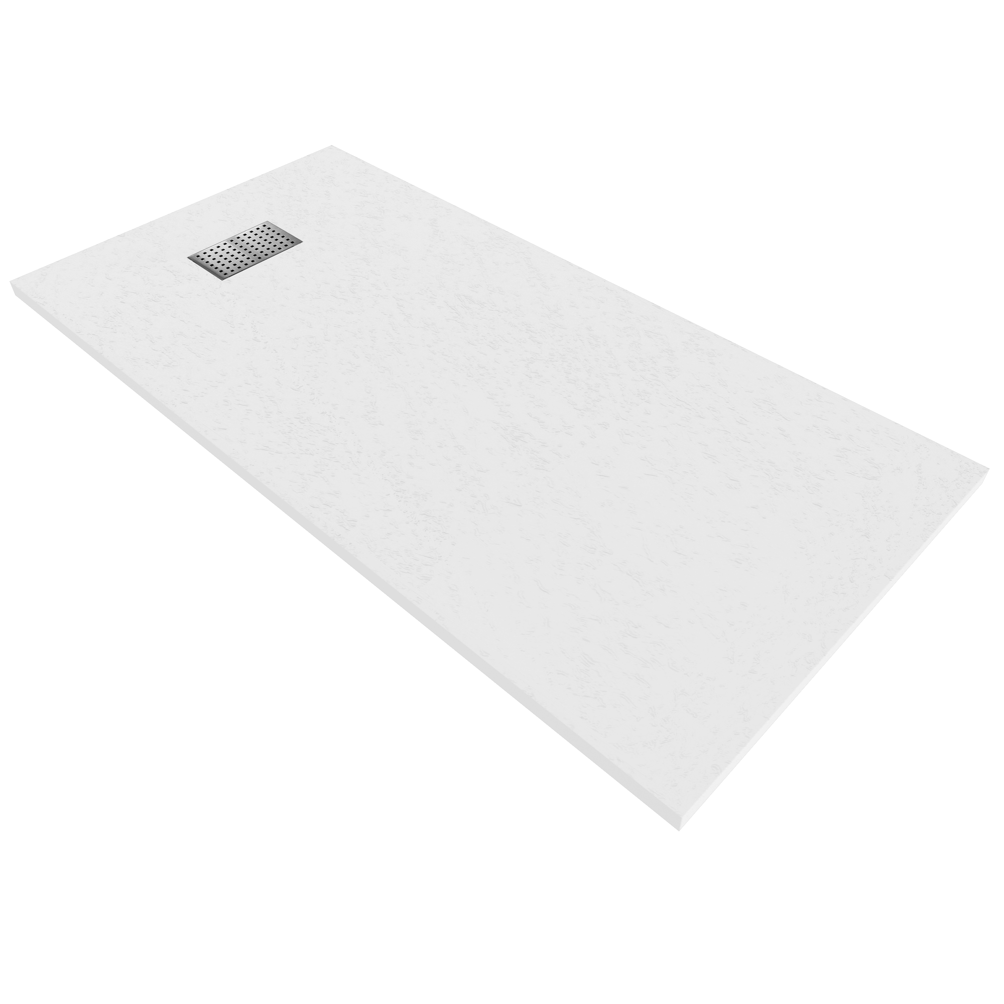 80x160 Branca.png SMC Shower Tray Boreal in Stone Look with Drain Assembly - Grey
