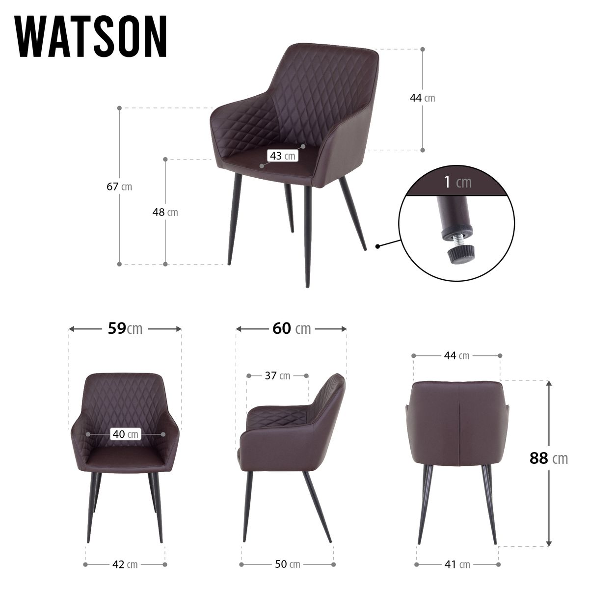 Esszimmerstuhl Wohnzimmerstuhl Watson Braun aus Textilleder Esszimmerstuhl Wohnzimmerstuhl Watson Braun aus Textilleder