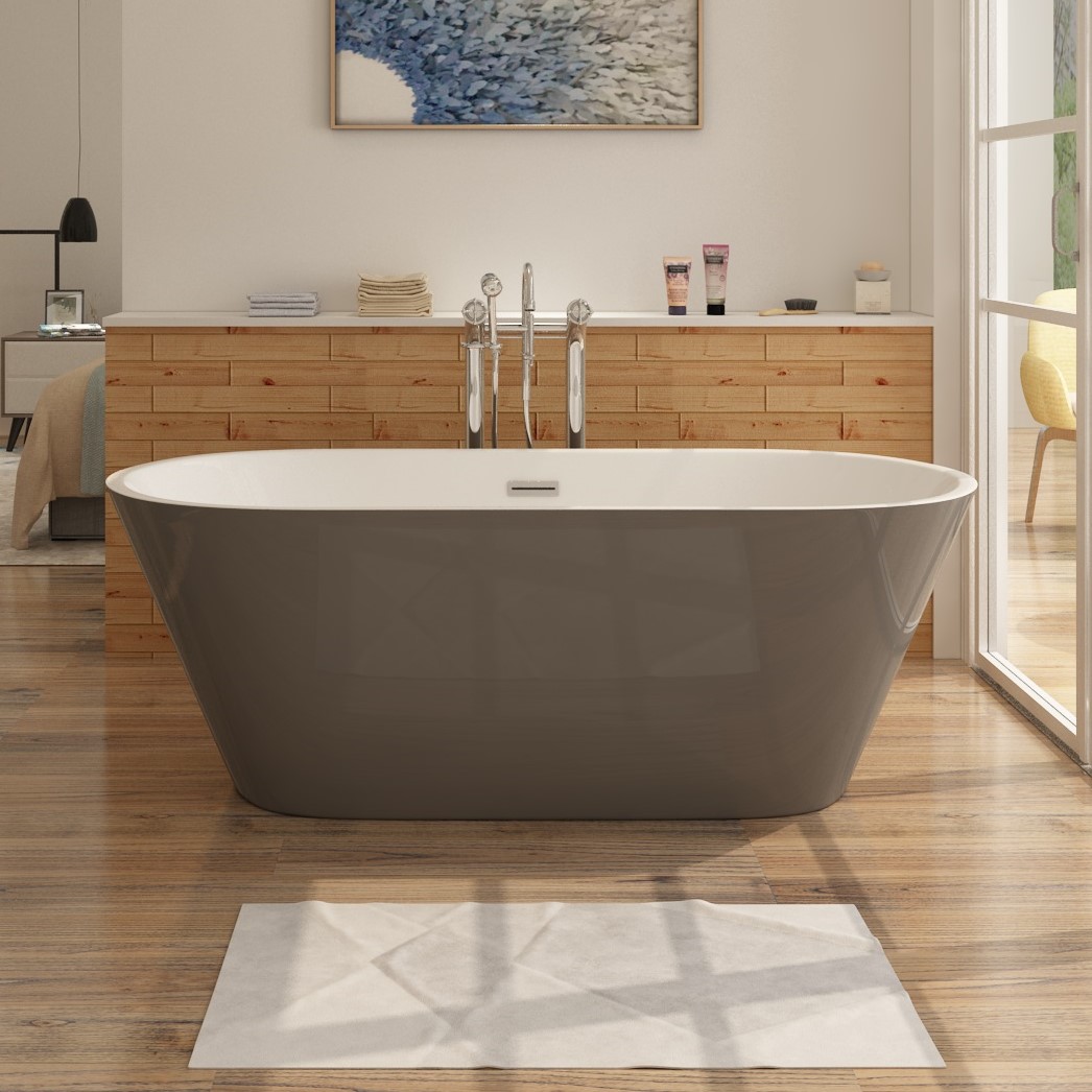 i-flair® Freistehende Badewanne aus Sanitäracryl Lugano Grau-Weiß