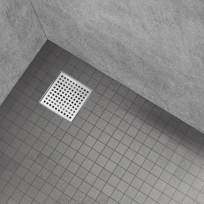 Square Shower Drain Q5 made of Stainless Steel for Flat Installation with Square Pattern