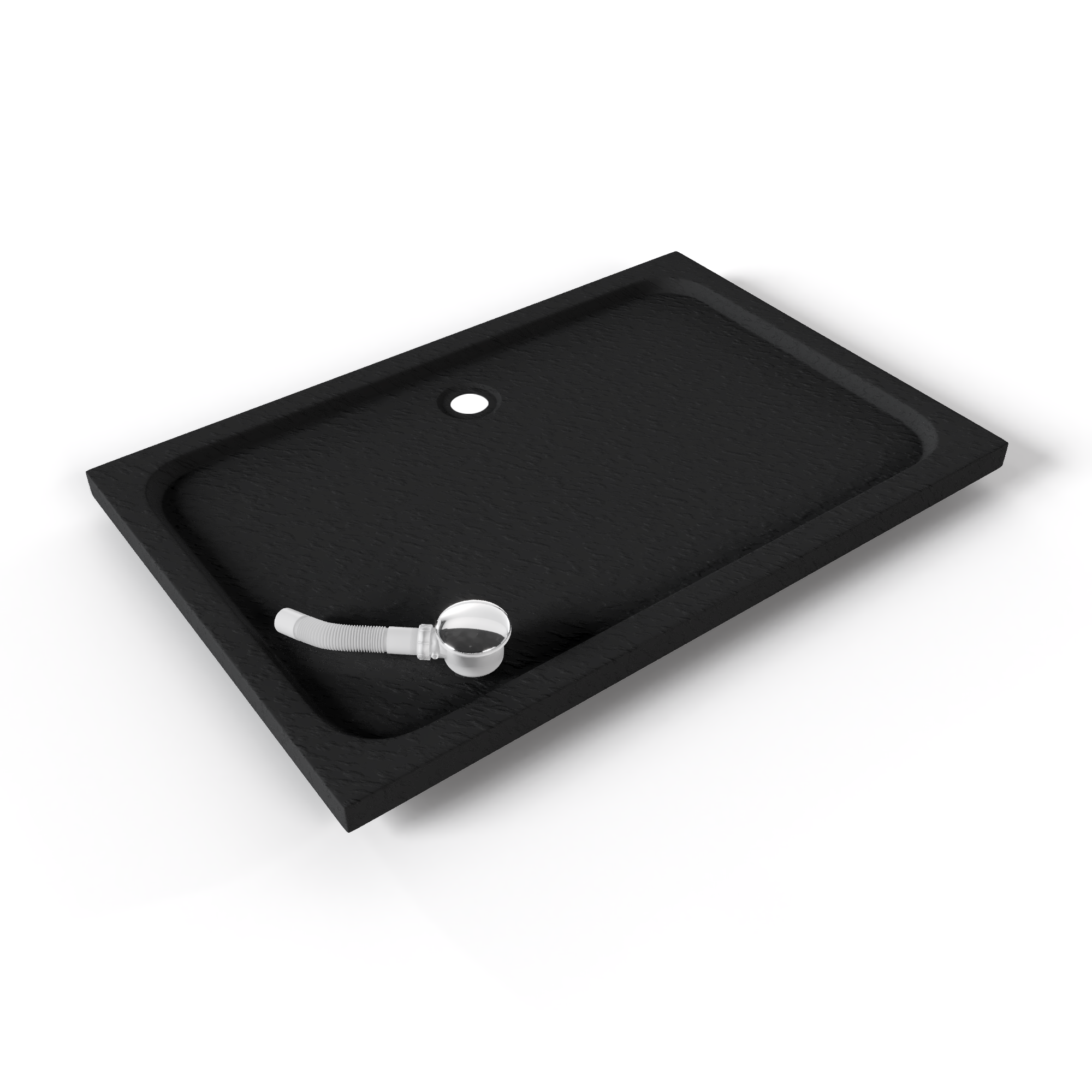 Tray – Shower Shimmer STONE made of sanitary acrylic, including waste fitting - Black