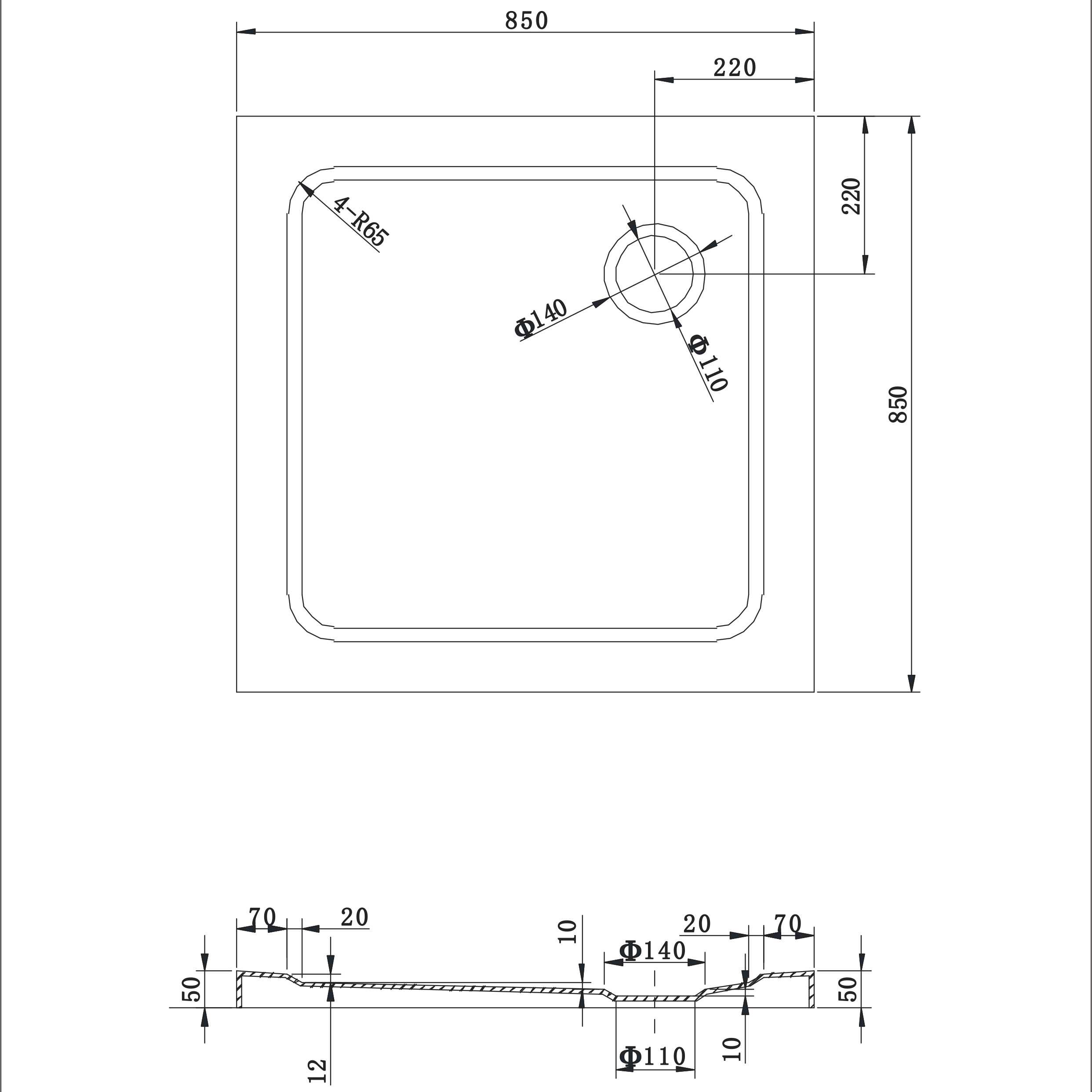 Tray – Shower Maja made of sanitary acrylic including waste fitting - White