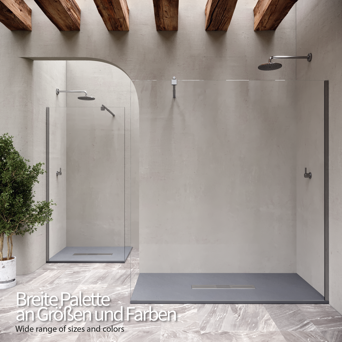 SMC Duschwanne Lumia in Schieferoptik inkl. Ablaufgarnitur Grau SMC Duschwanne Lumia in Schieferoptik inkl. Ablaufgarnitur Grau 90x180 cm