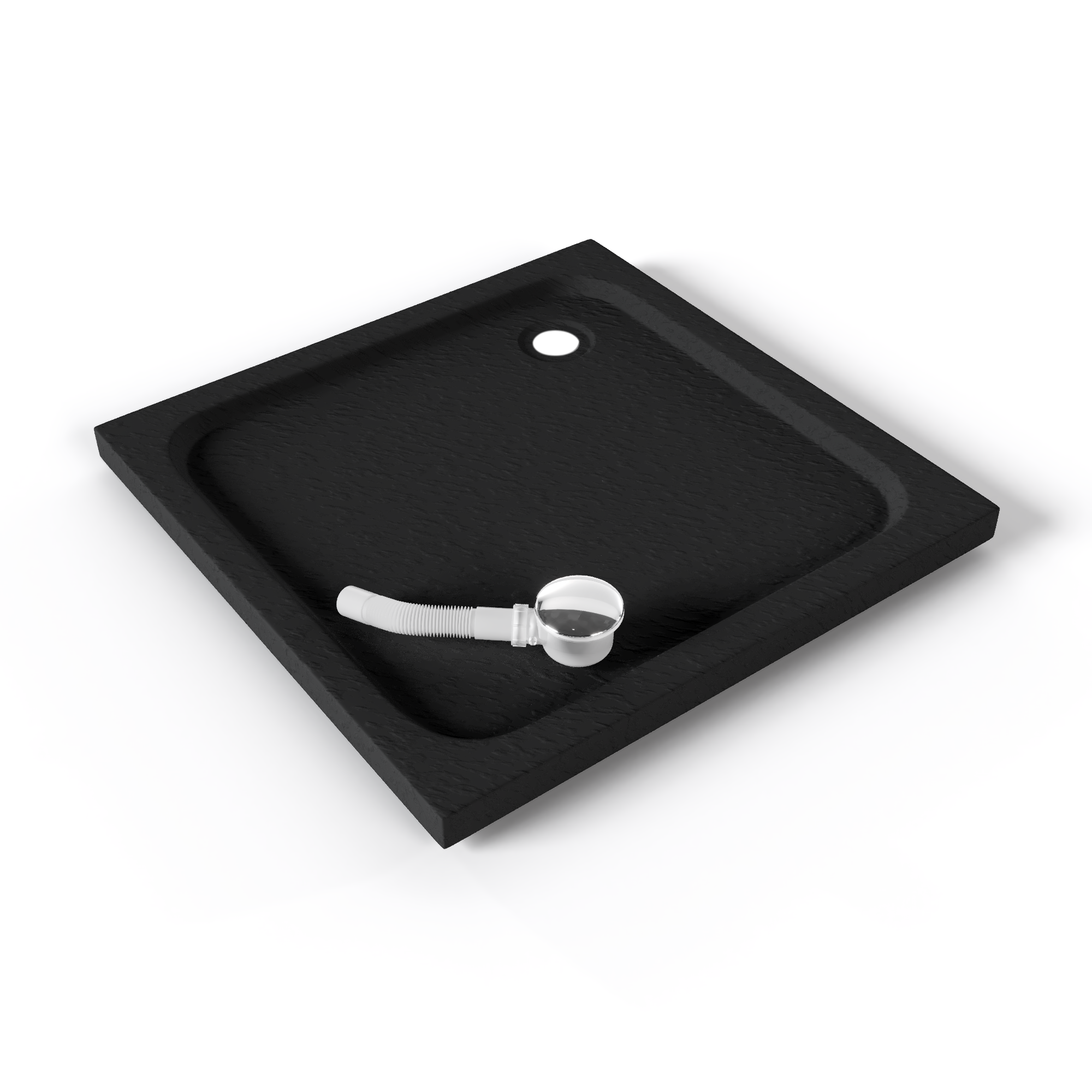 Tray – Shower Shimmer STONE made of sanitary acrylic, including waste fitting - Black