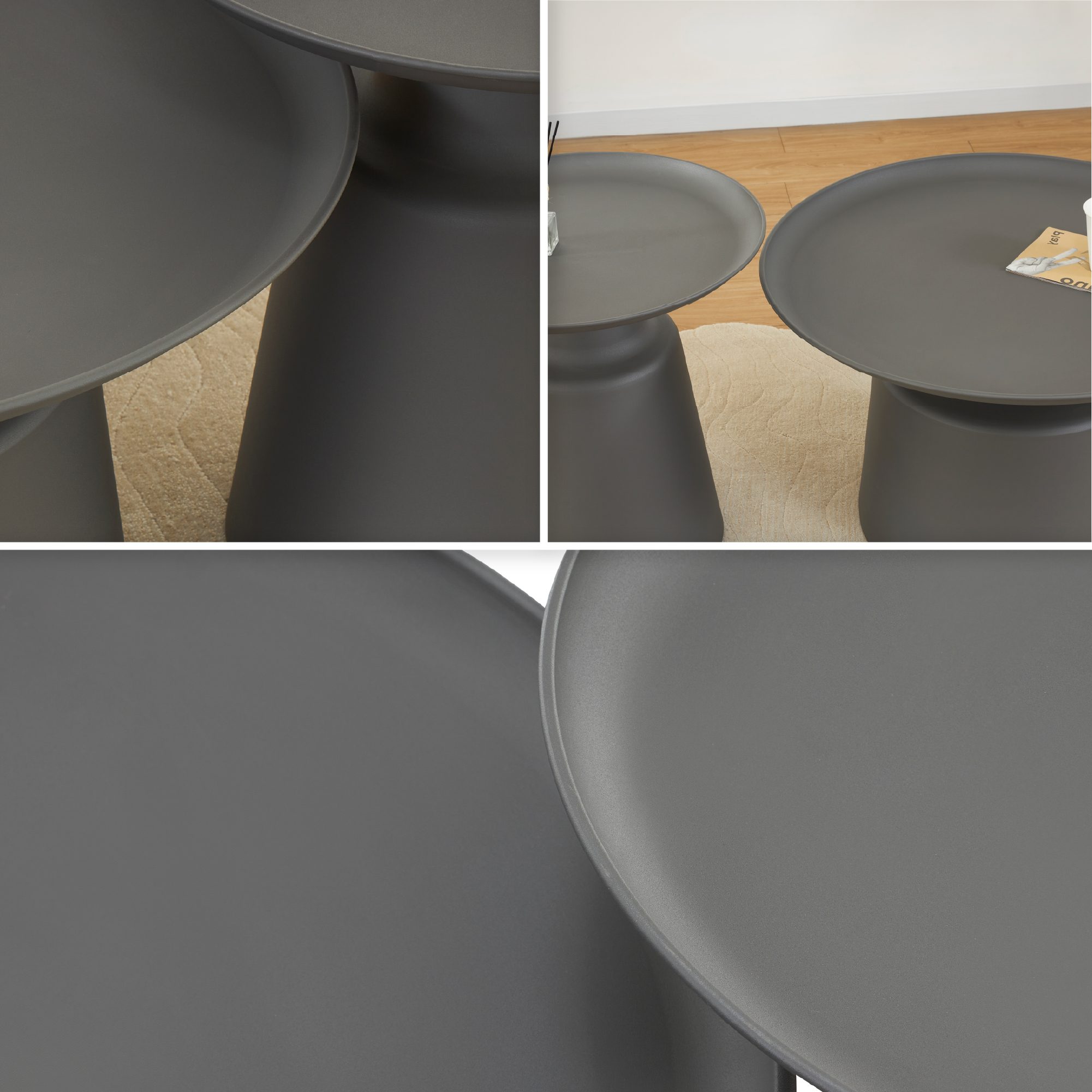 Couchtisch / Beistelltisch ONAT | Metallstruktur in Schwarz - 2er Set