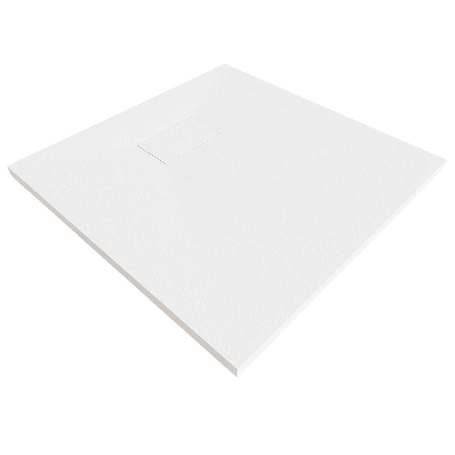 SMC Duschwanne Boreal in Stein-Optik inkl. Ablaufgarnitur - Weiß SMC Boreal Shower Tray in Stone Look with Drain Assembly - White