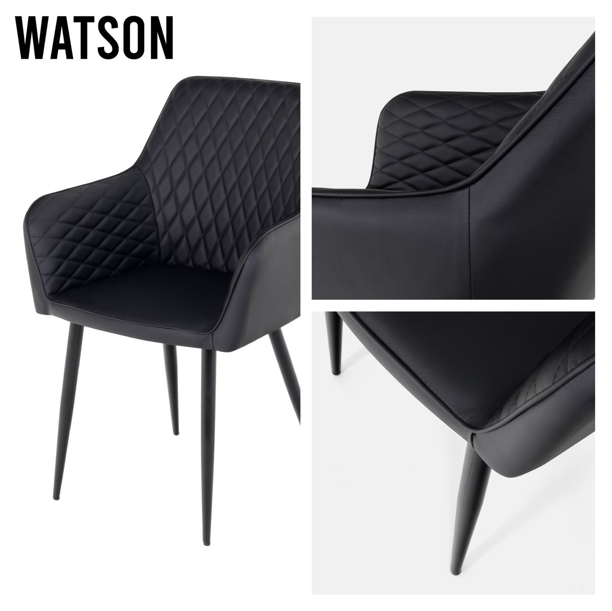 Esszimmerstuhl Wohnzimmerstuhl Watson Schwarz aus Textilleder Esszimmerstuhl Wohnzimmerstuhl Watson Schwarz aus Textilleder