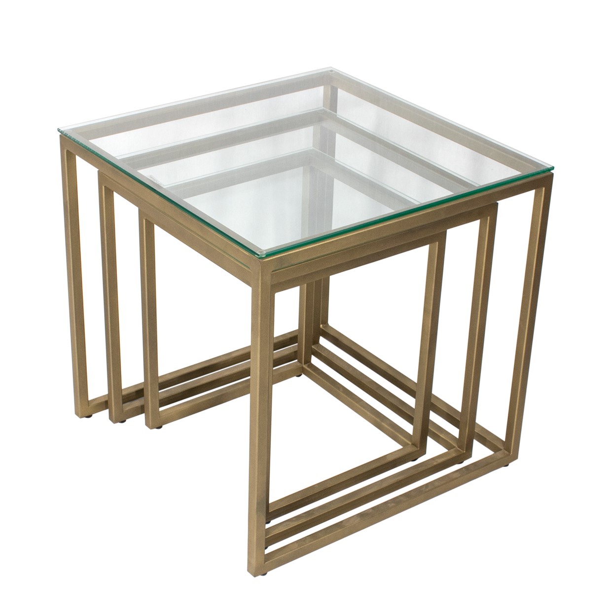 Couchtisch MINGUS Beistelltisch aus Glas/Metall 3er Set