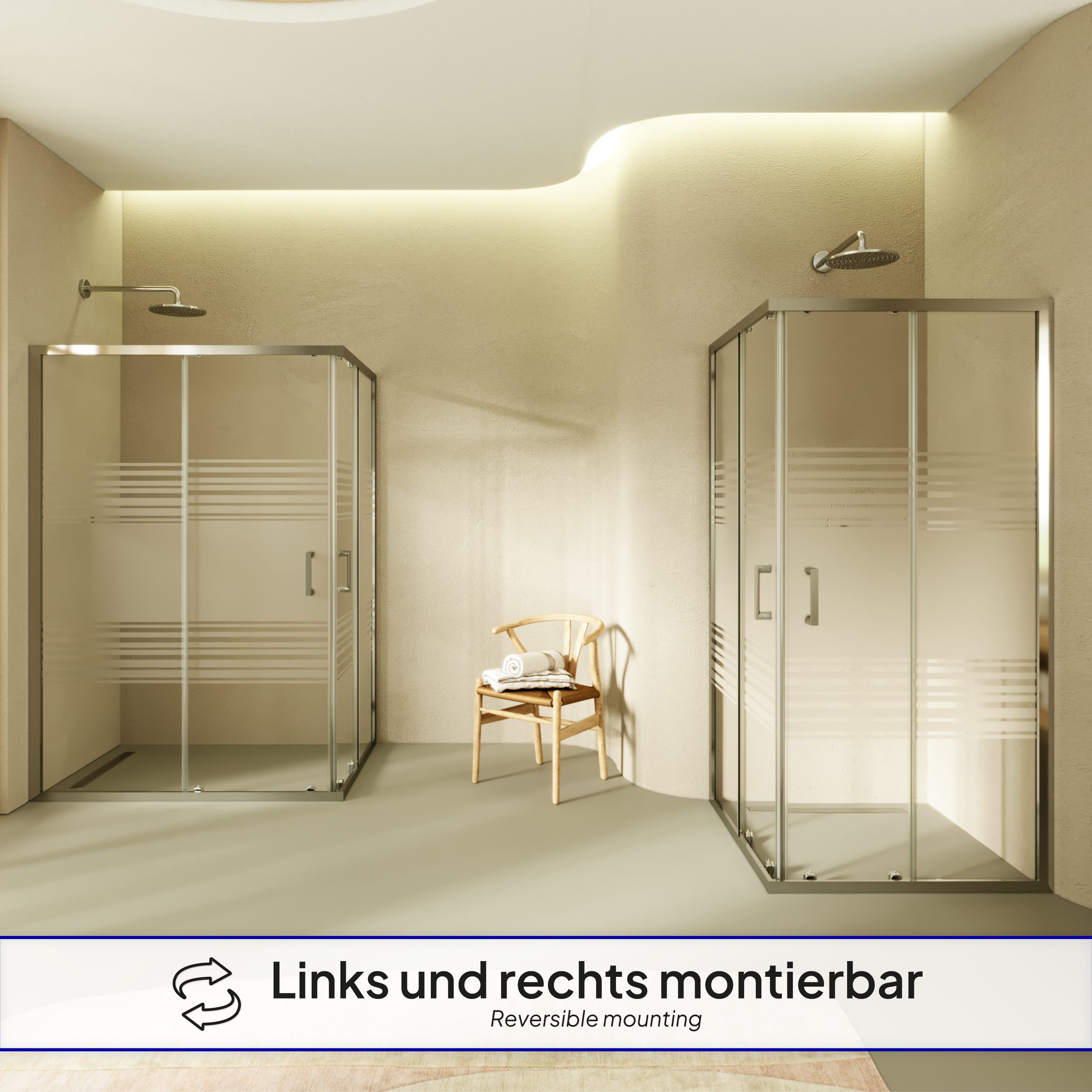Corner Entry Diana with Sliding Doors made of Partially Frosted ESG Safety Glass