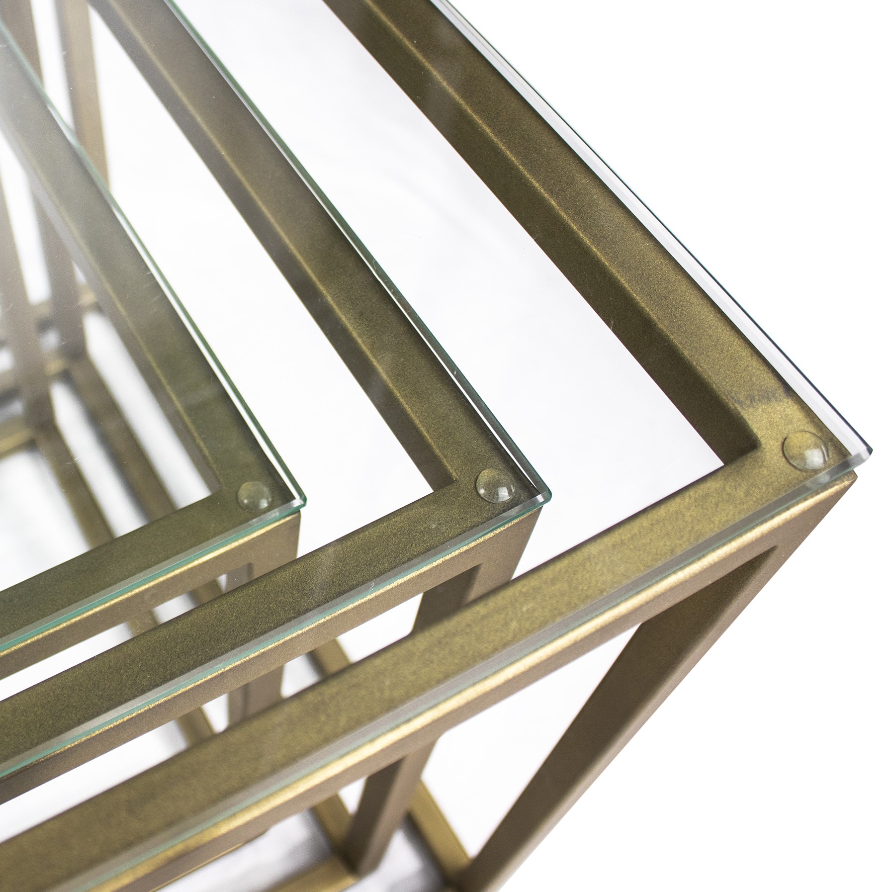 Couchtisch MINGUS Beistelltisch aus Glas/Metall 3er Set