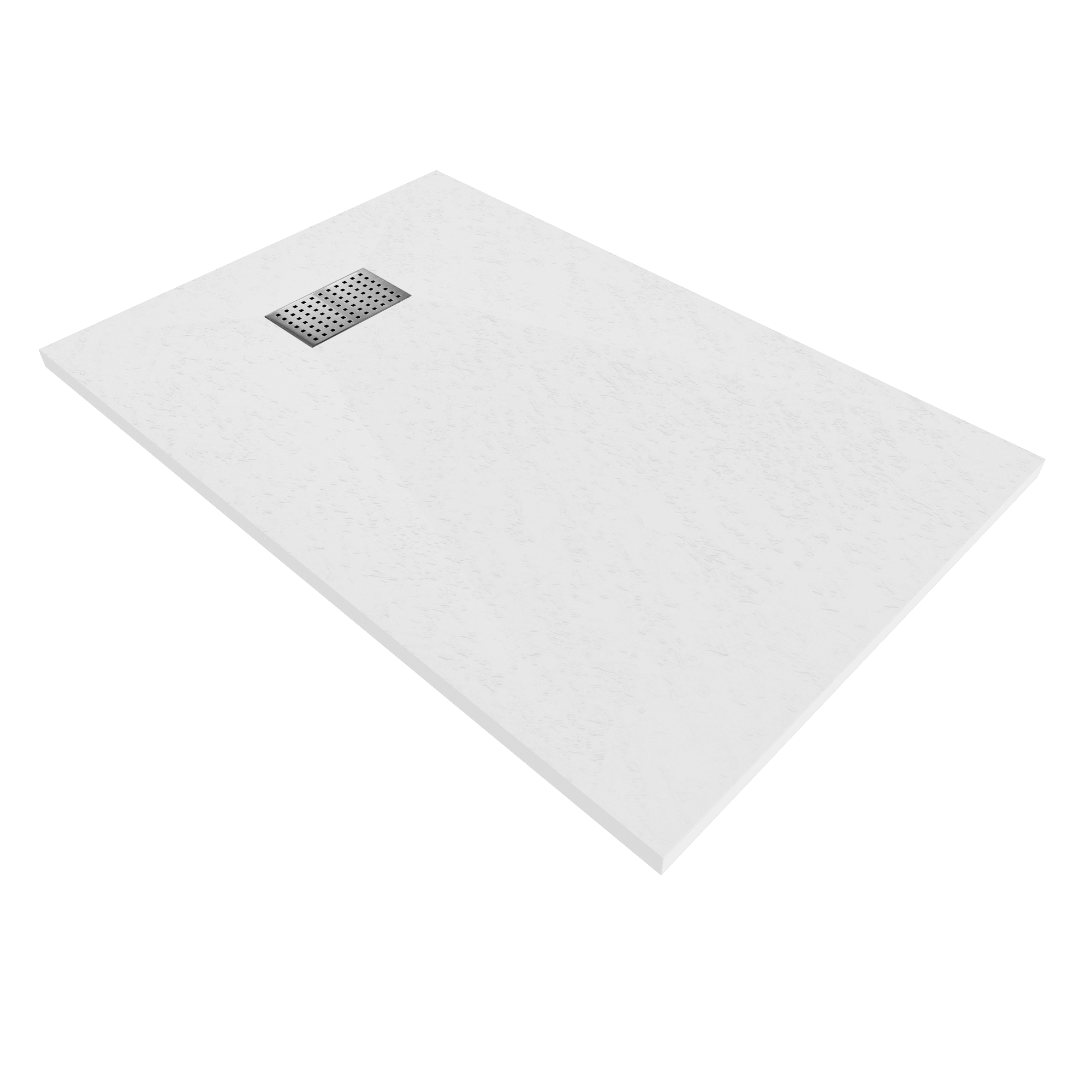 Boreal – SMC Duschwanne INOX in Stein-Optik inkl. Ablaufgarnitur und Edelstahldeckel - Weiß