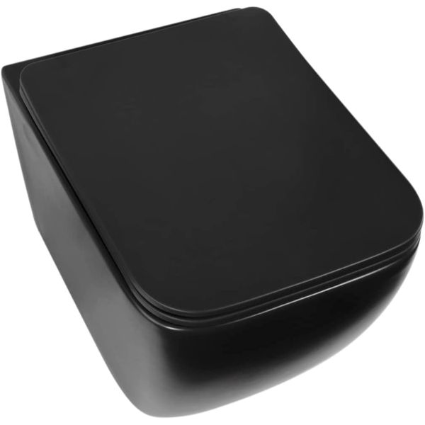 Toilette Hänge WC Spülrandlos inkl. WC Sitz mit Absenkautomatik SOFTCLOSE + abnehmbar Cube Schwarz MATT Toilette Hänge WC Spülrandlos inkl. WC Sitz mit Absenkautomatik SOFTCLOSE + abnehmbar Cube Schwarz MATT