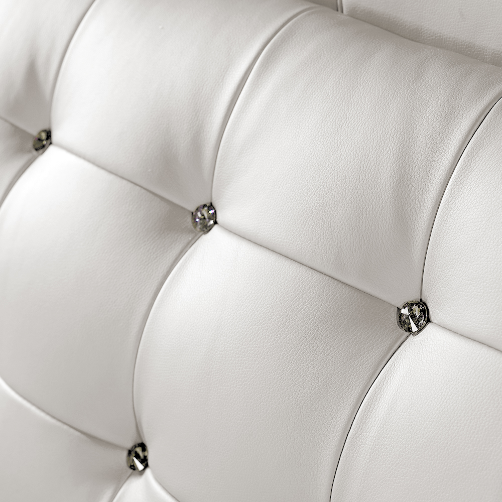 Design Upholstered Bed St. Tropez in White with Crystals