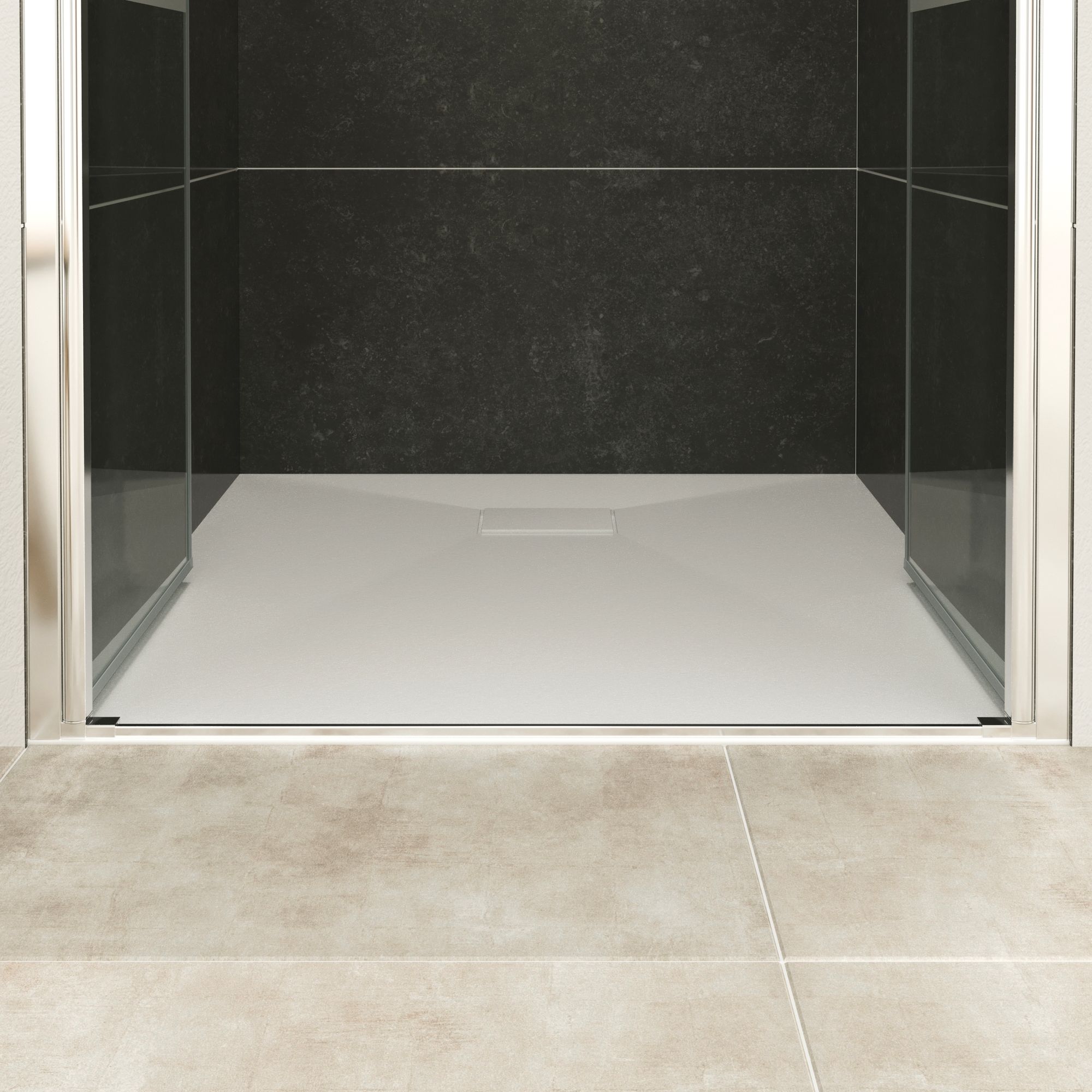 Shower Door Lara with Hinged Doors and Stainless Steel Handles, 68-104 cm, made of Partially Frosted ESG Safety Glass Shower Door Lara with Hinged Doors and Stainless Steel Handles, 68-104 cm, made of Partially Frosted ESG Safety Glass