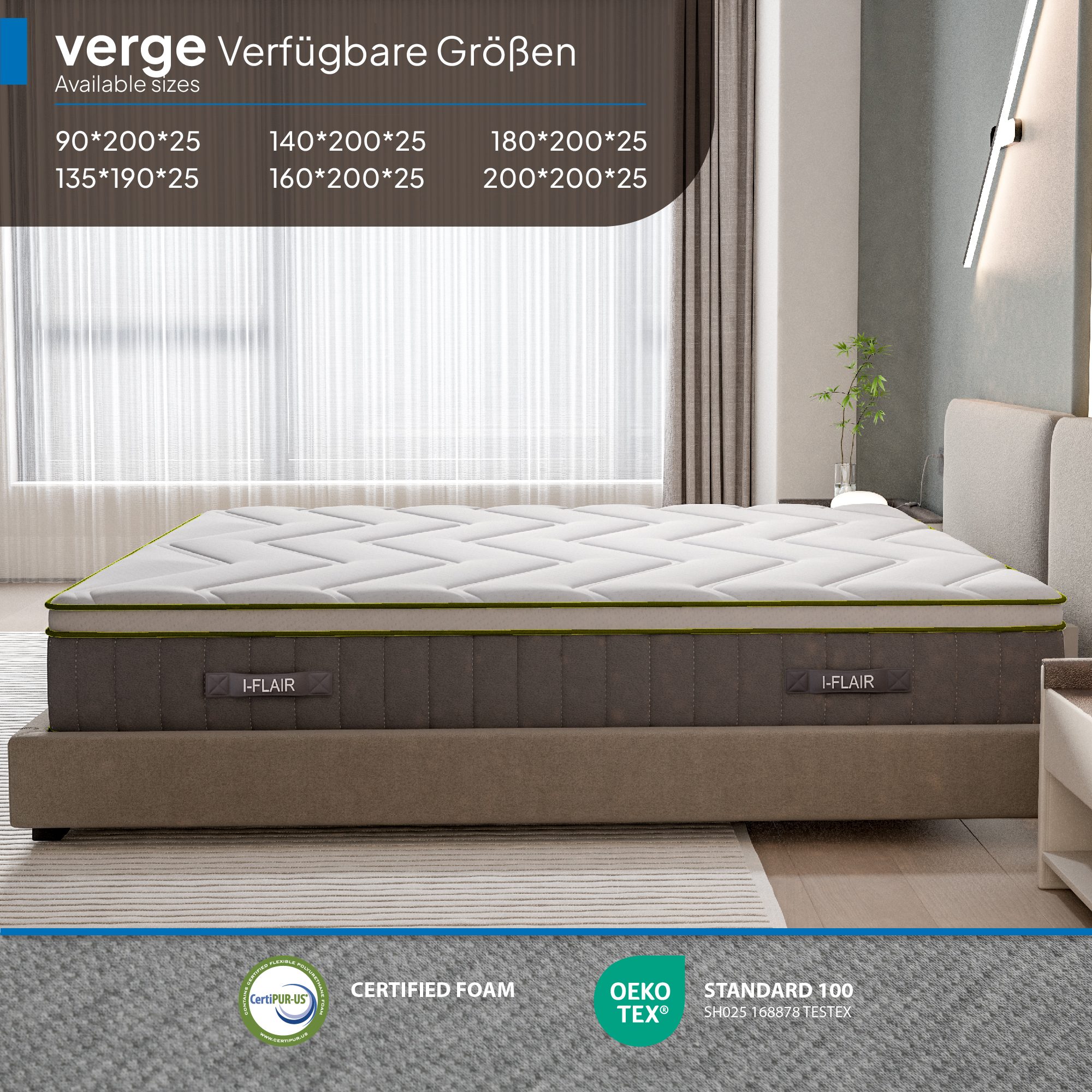 Matratze Verge – Hybrid-Matratze mit Taschenfedern und Tencel™-Faser