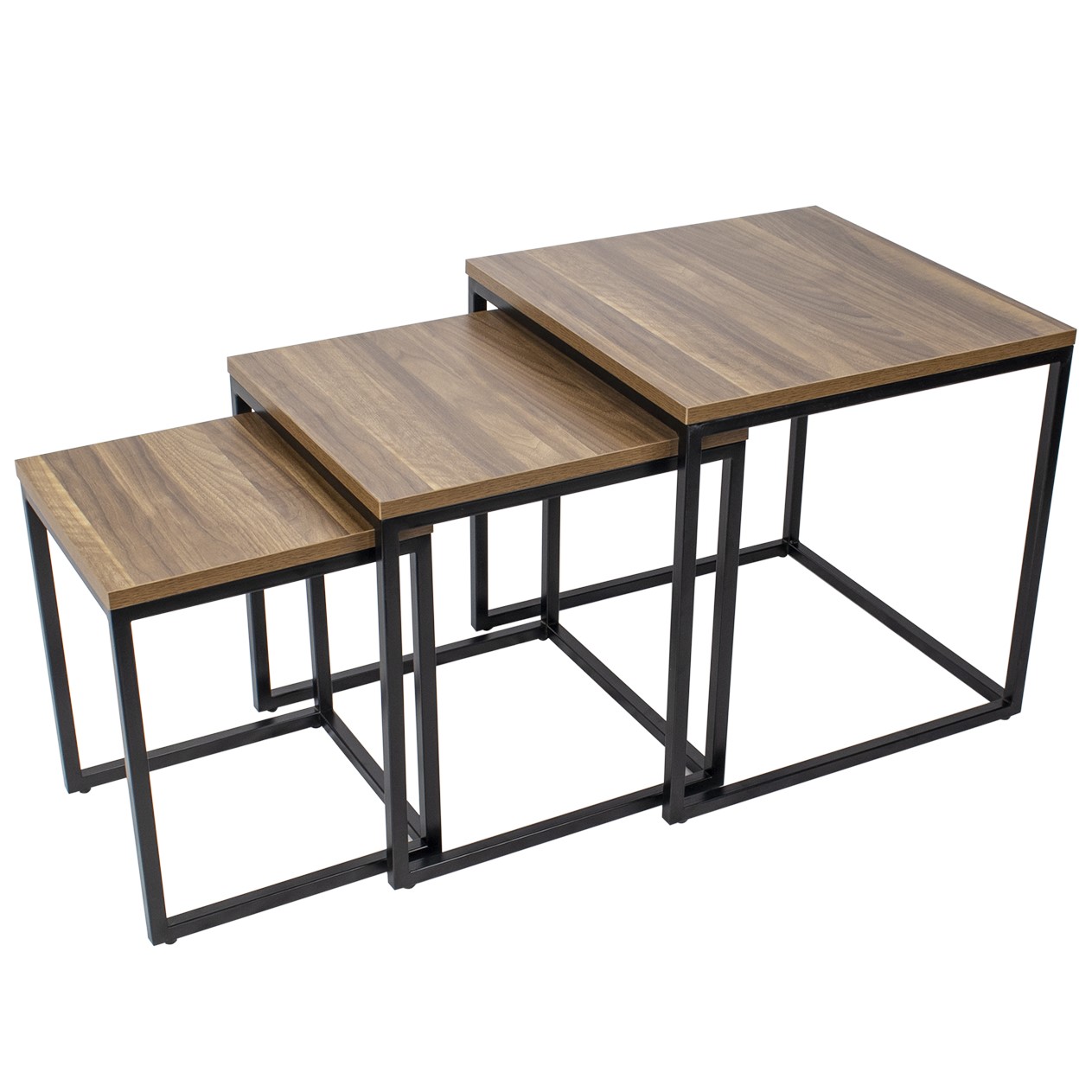 Couchtisch MINGUS Beistelltisch aus Melamin/Metall 3er Set Couchtisch MINGUS Beistelltisch aus Melamin/Metall 3er Set