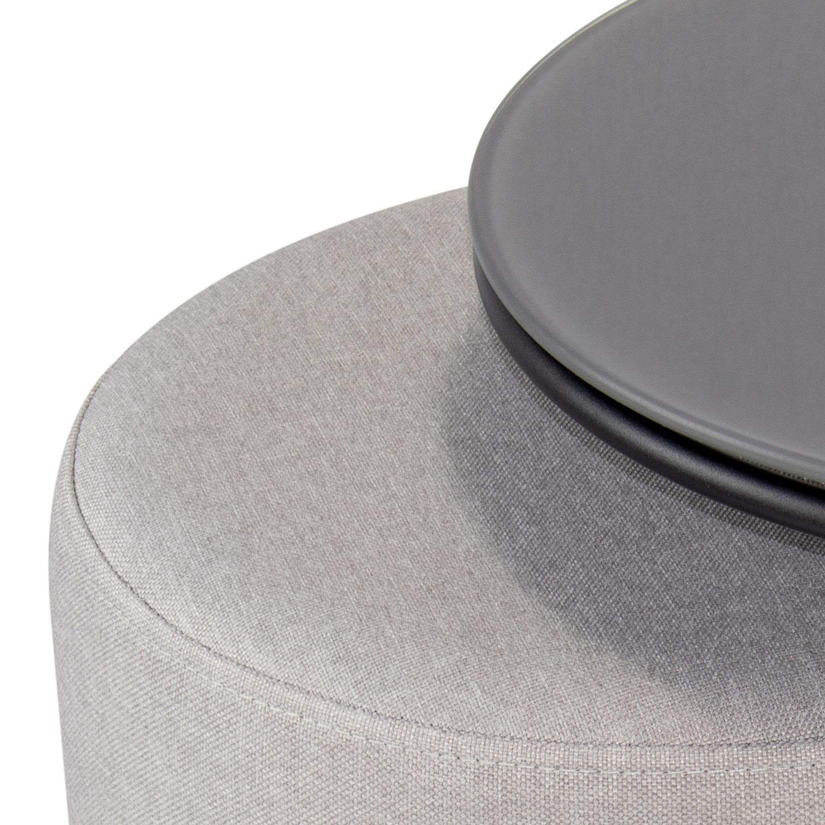 Beistelltisch mit Hocker JASPER runder Couchtisch 40x40 cm Schwarz-Grau N7