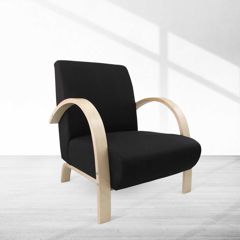 Polstersessel Lounge Sessel mit hochwertigem gepolsterten Stoffbezug - Schwarz Polstersessel Lounge Sessel mit hochwertigem gepolsterten Stoffbezug - Schwarz