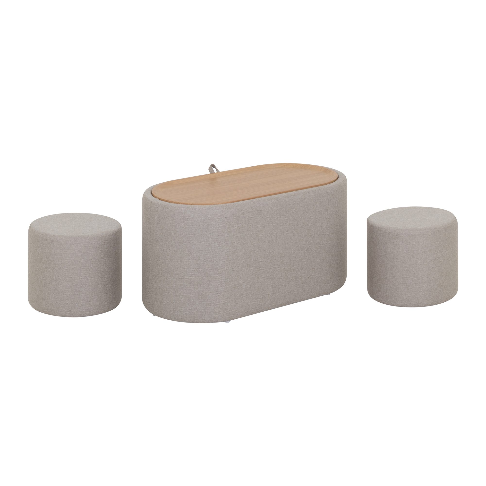 Couchtisch GIGLIO mit 2 Sitzmodulen | Schwarze Tischplatte und gepolsterte Struktur GIGLIO – Couchtisch mit 2 Sitzmodulen | Schwarze Tischplatte und gepolsterte Struktur