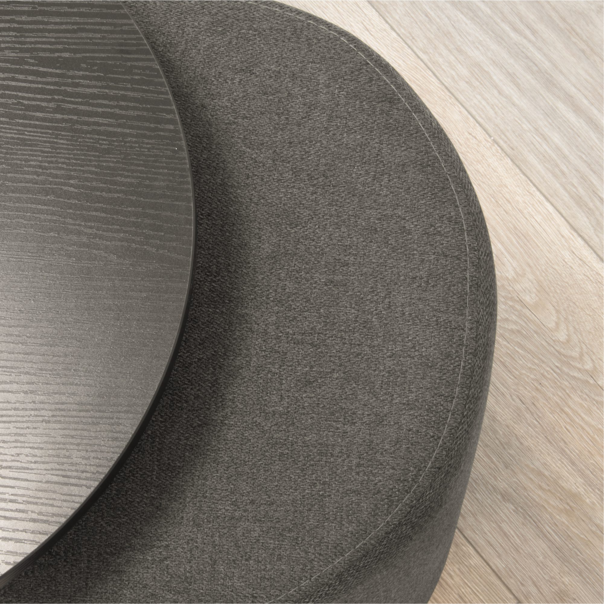 Couchtisch DUNCAN mit 2 Sitzmodulen | Tischplatte in schwarzer Holzoptik und Metallgestell