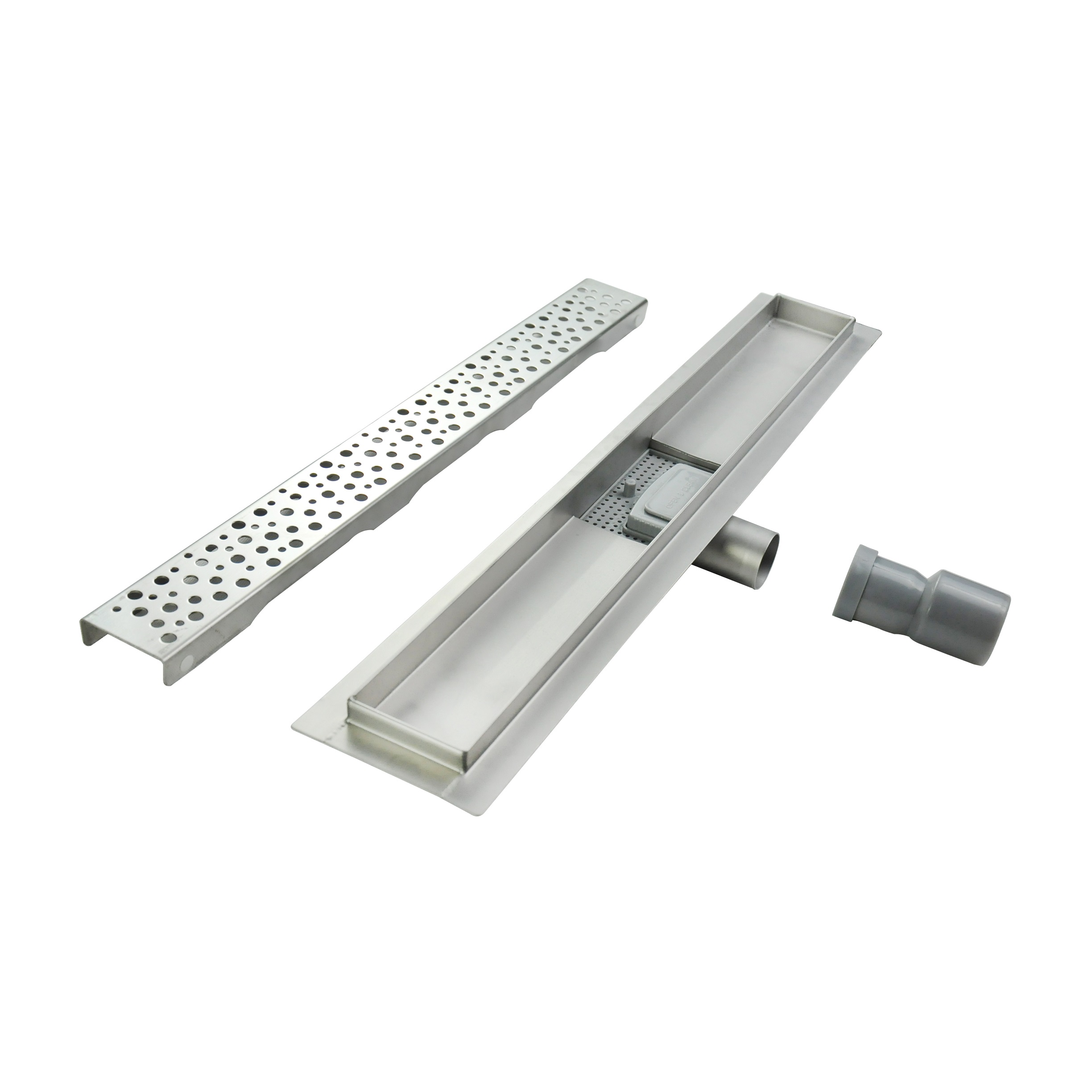 Duschrinne R5 aus Edelstahl für flache Installation mit Tropfenmuster