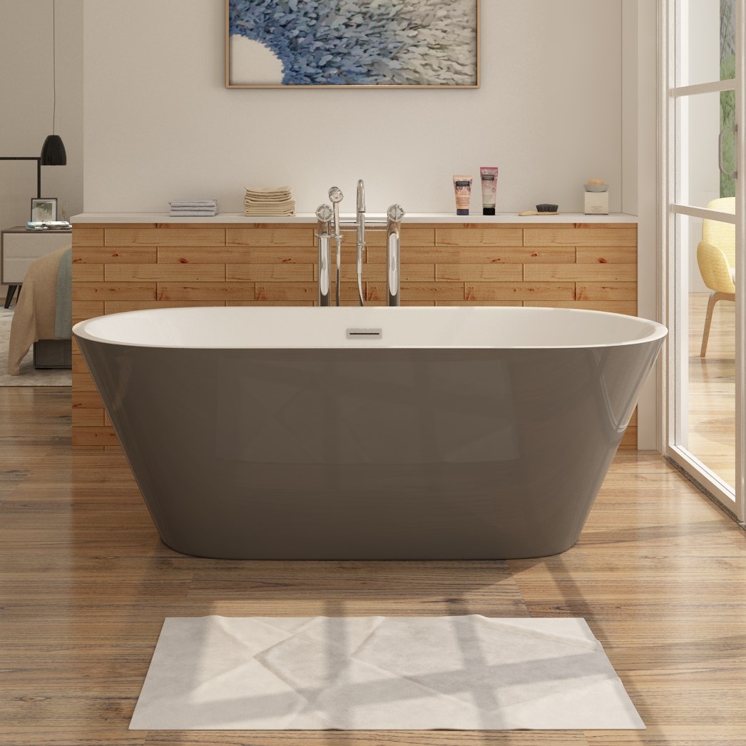 Freistehende Badewanne aus Sanitäracryl Lugano Grau-Weiß 