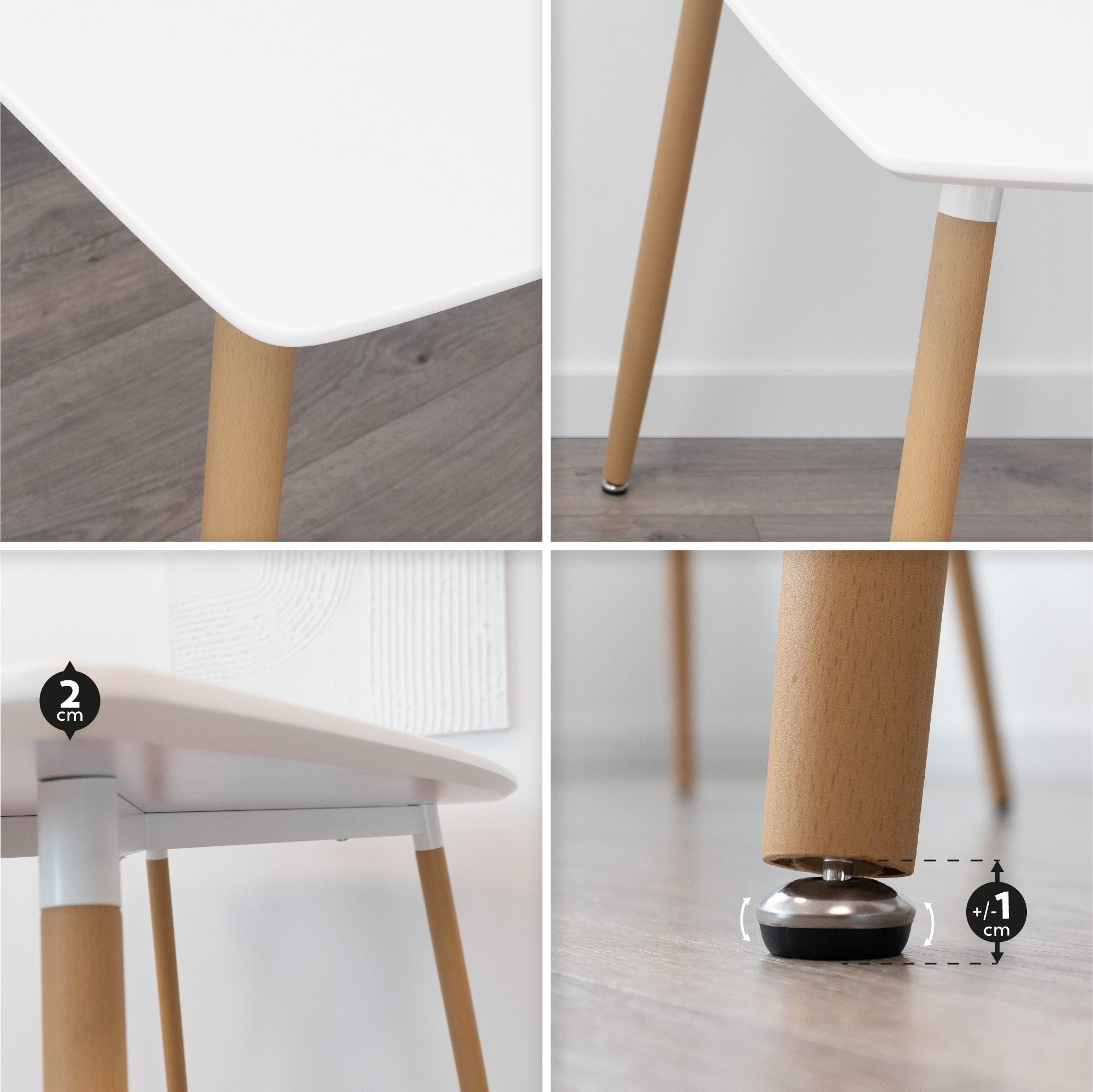 Set Tisch Felicia + 4 Stühle Hemans Weiß