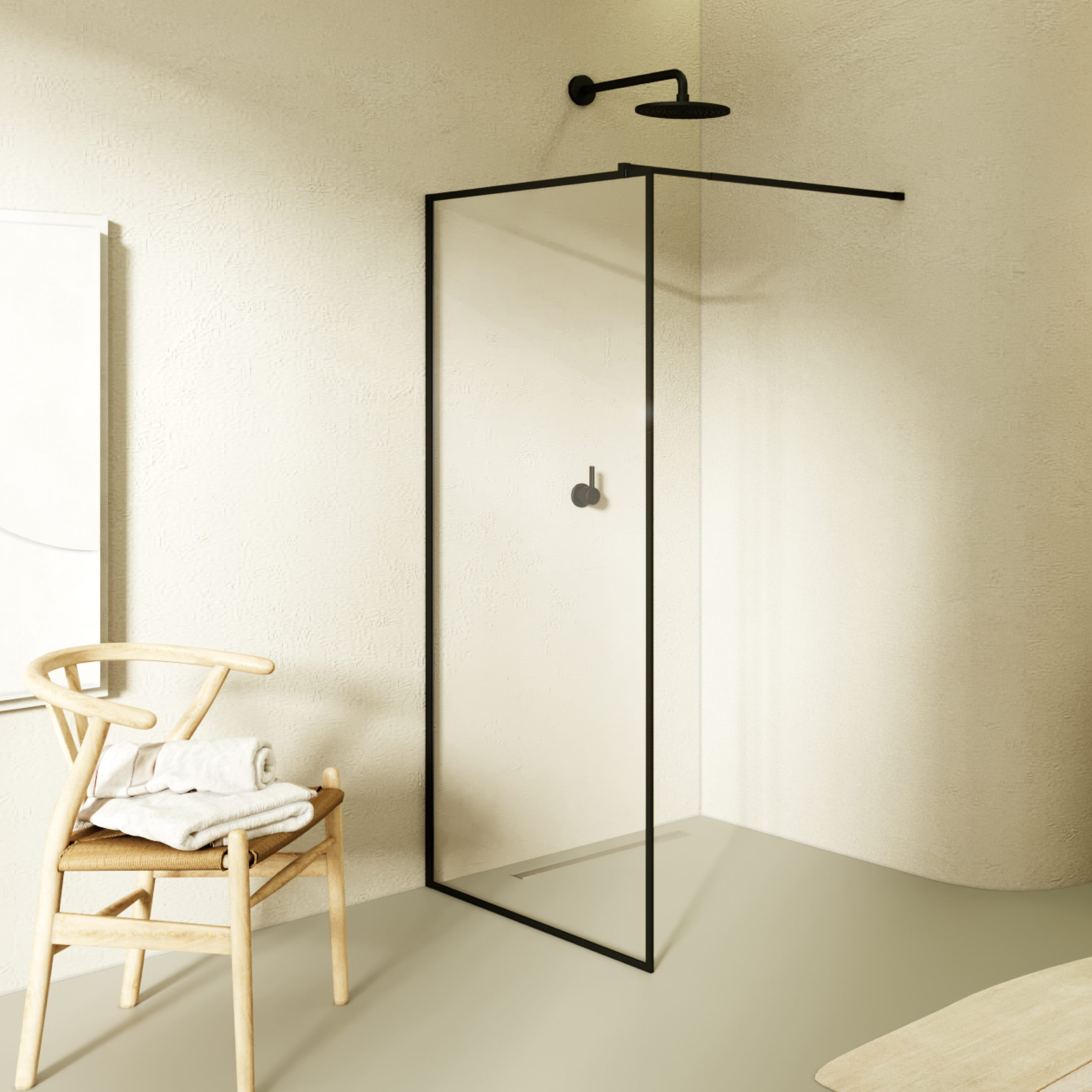 Walk-In Shower Gianna BLACK made of 8 mm thick transparent ESG safety glass Walk-In Shower Gianna BLACK made of 8 mm thick transparent ESG safety glass