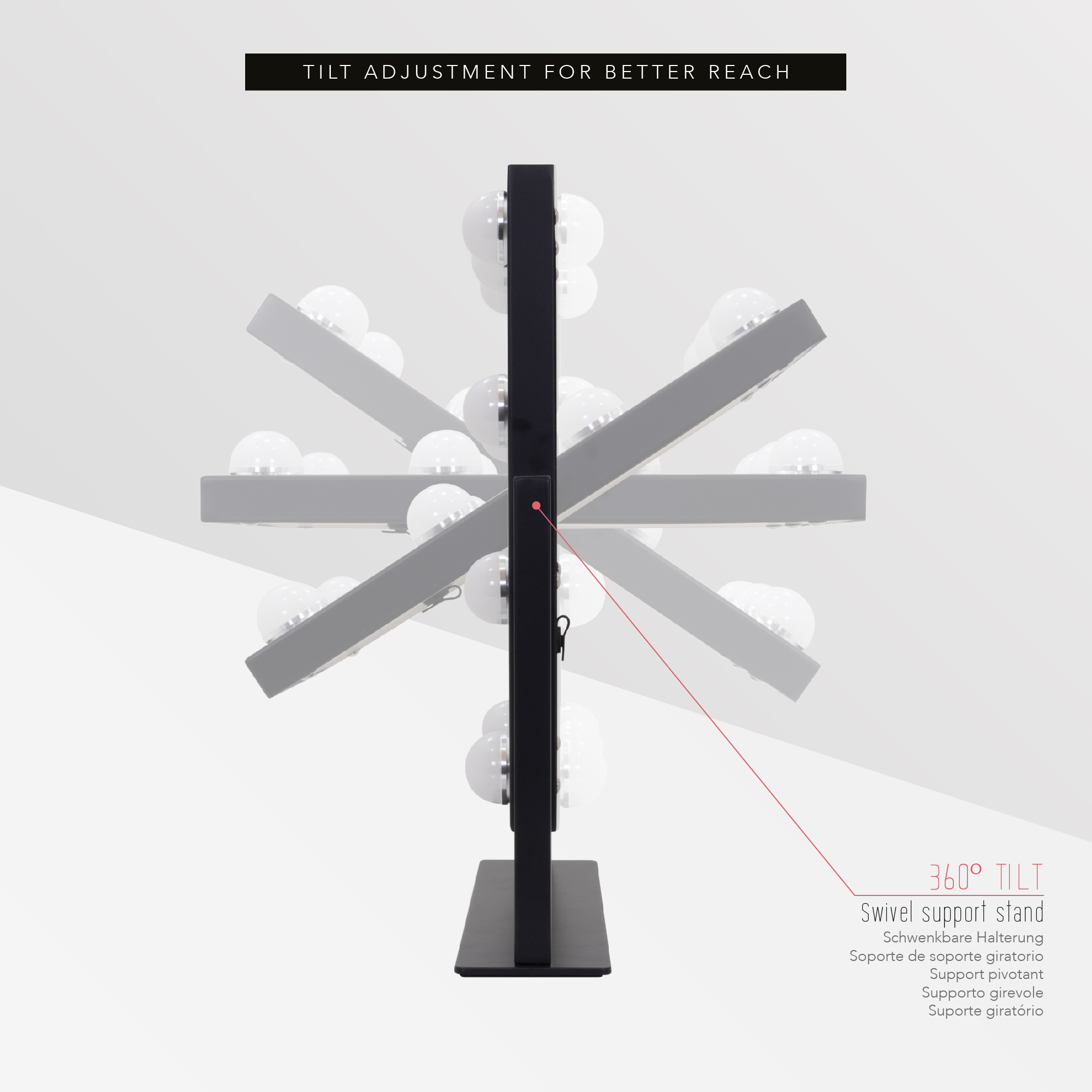 Schminkspiegel Bulb TINY mit 9 dimmbaren LED-Lampen Schwarz