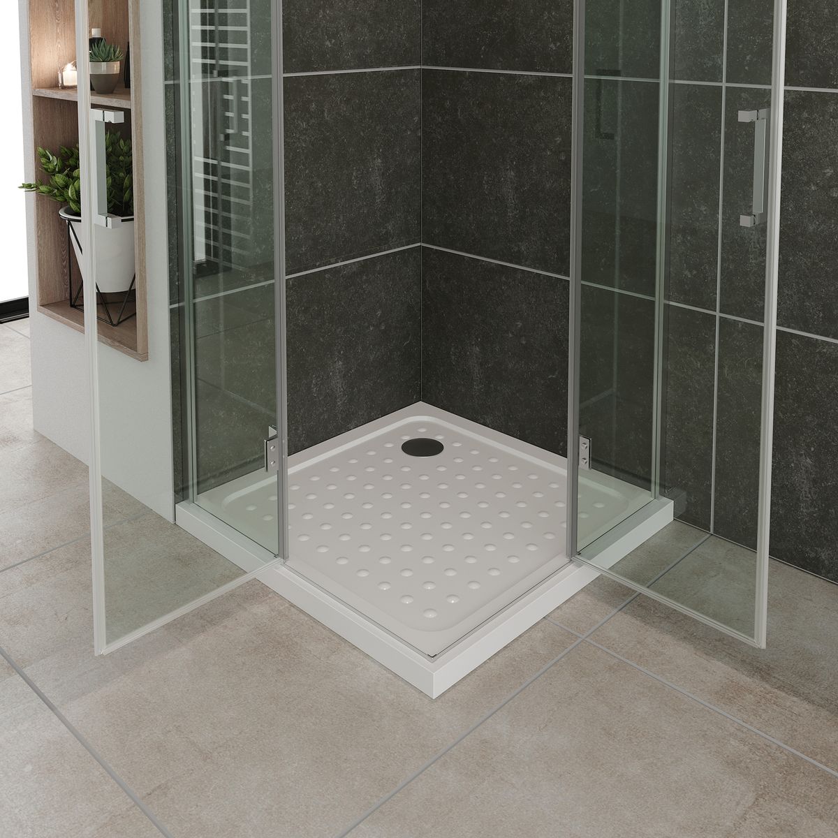 Eckeinstieg Celine mit Klapptüren aus ESG Sicherheitsglas Eckeinstieg Celine mit Klapptüren aus ESG Sicherheitsglas