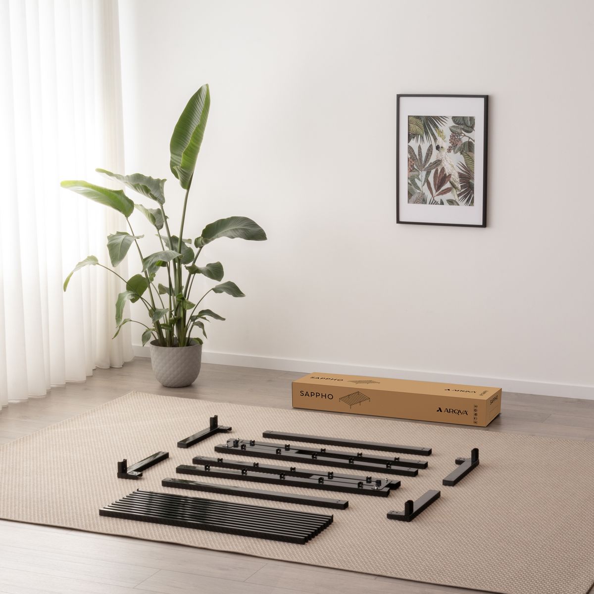 Guest Bed Metal Bed Frame Sappho Black with Storage