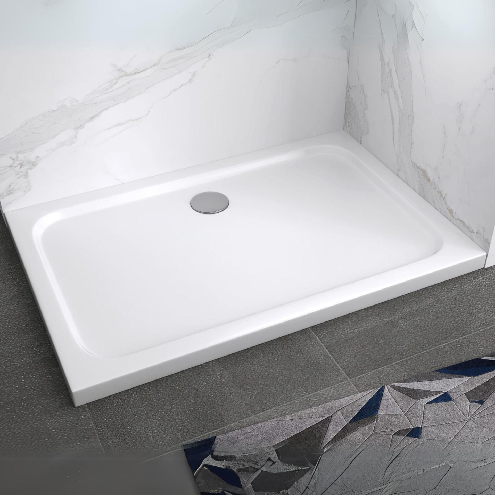 Duschwanne Shimmer in Weiß aus Sanitäracryl inkl. Ablaufgarnitur - 90x140 cm