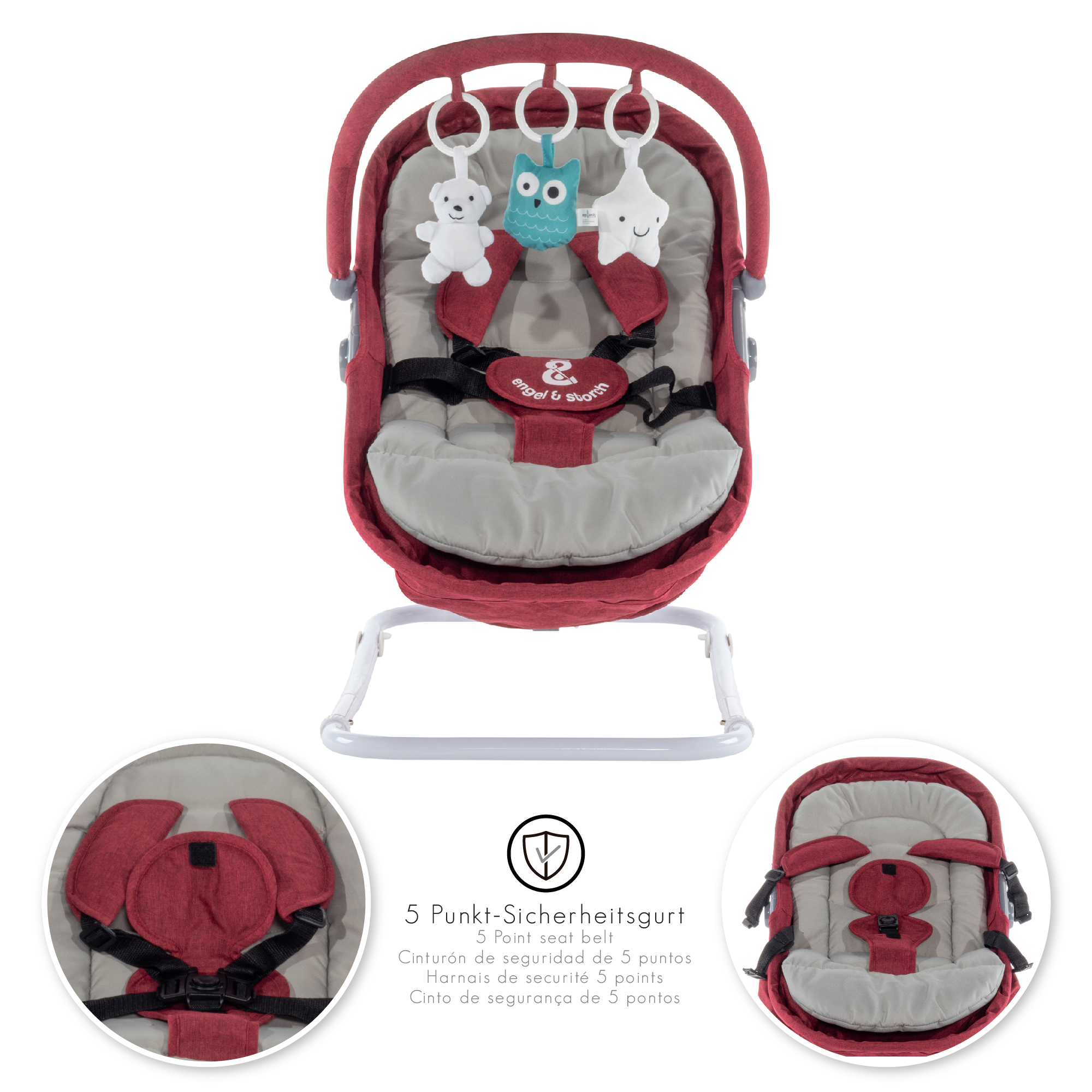 DE-Artboard 2Vieno Babywippe VIGO Babywiege mit abnehmbarem Bezug und Spielebogen