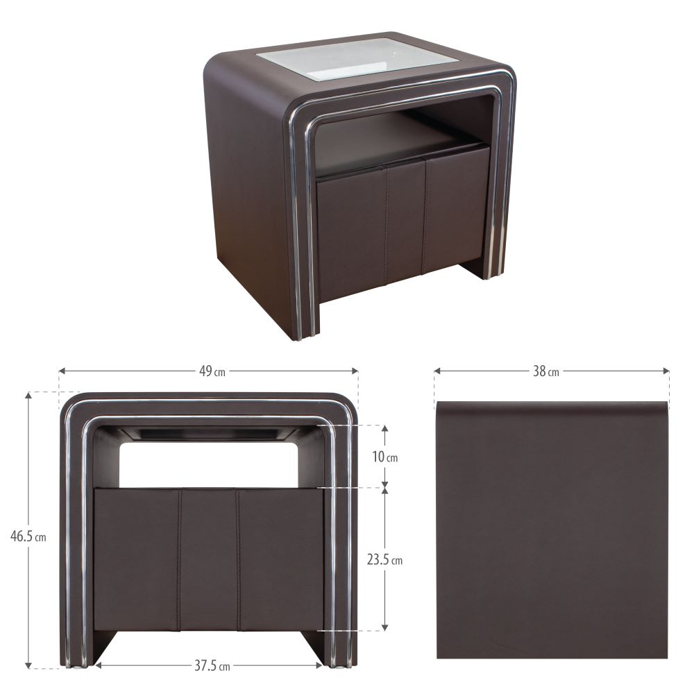 Nachttisch Kommode Nachtkonsole Braun aus hochwertigem Kunstleder - S85 Nachttisch Kommode Nachtkonsole Braun aus hochwertigem Kunstleder - S85