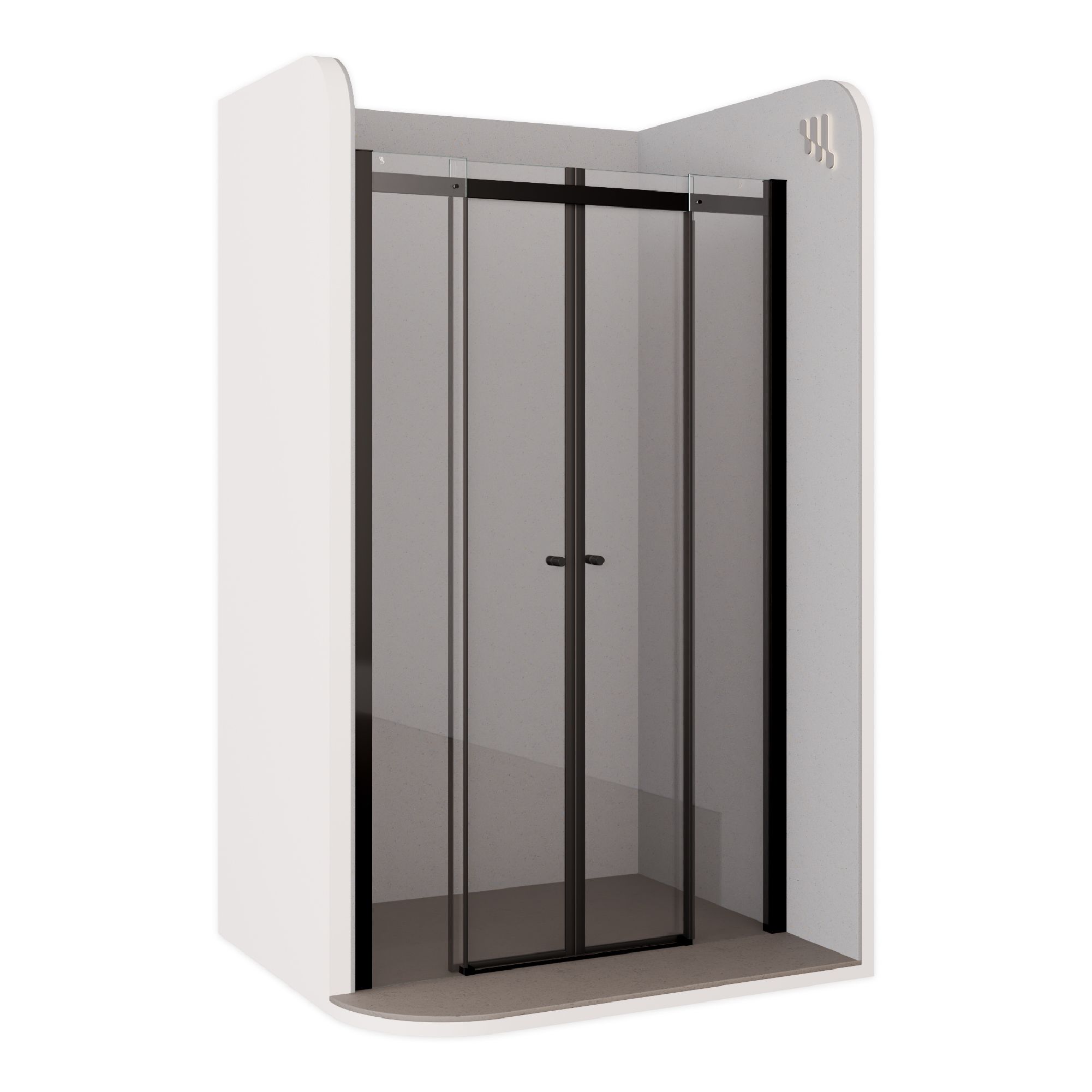 Shower Door Niche Door Kaylee DD Black with Sliding Door made of 6mm Tempered Clear Glass Kaylee – Shower Door Niche Door DD Black with Sliding Door made of 6mm Tempered Clear Glass