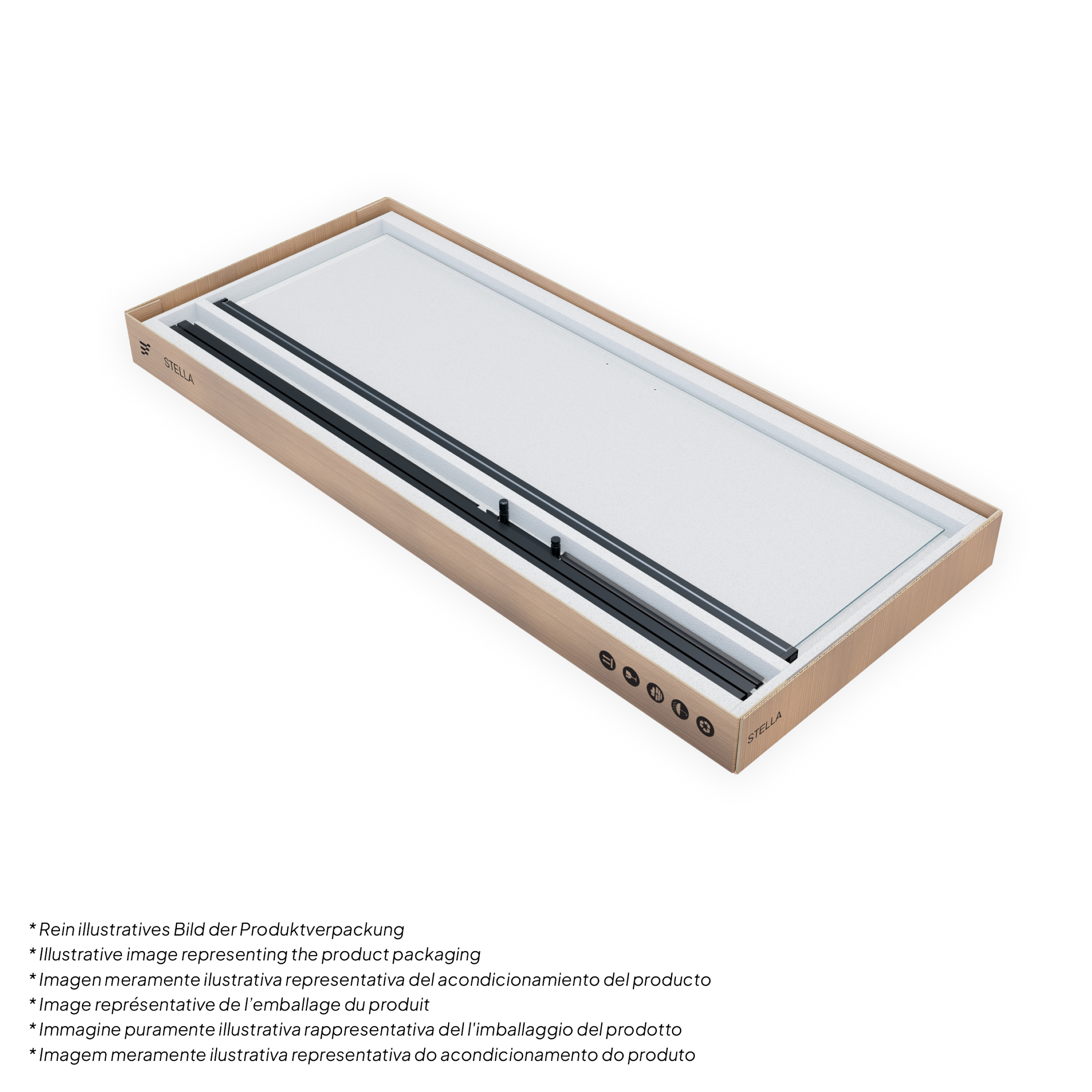 Shower Door Stella Black with Hinged Doors and Black Profiles Made of ESG Safety Glass