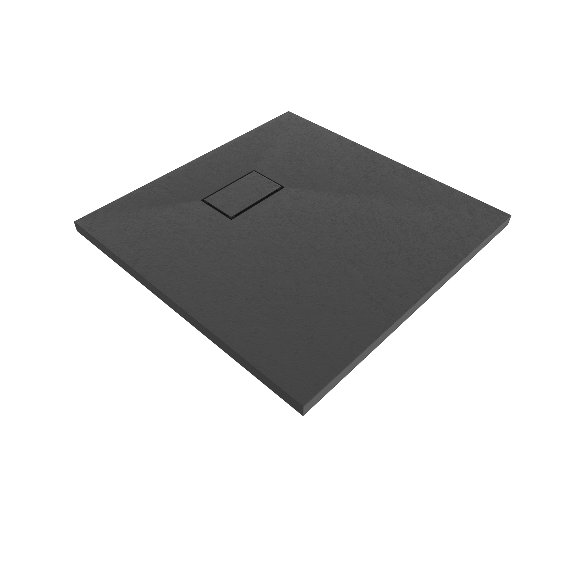 SMC Boreal Shower Tray in Stone Look with Drain Assembly - Black
